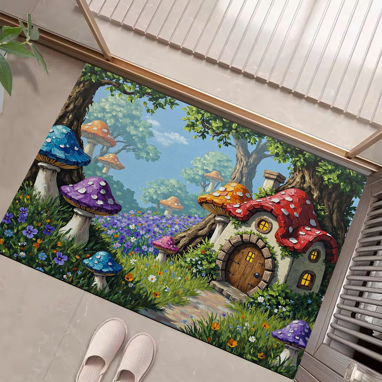 Tapis maison champignon de conte de fées pour émerveiller la chambre de vos enfants