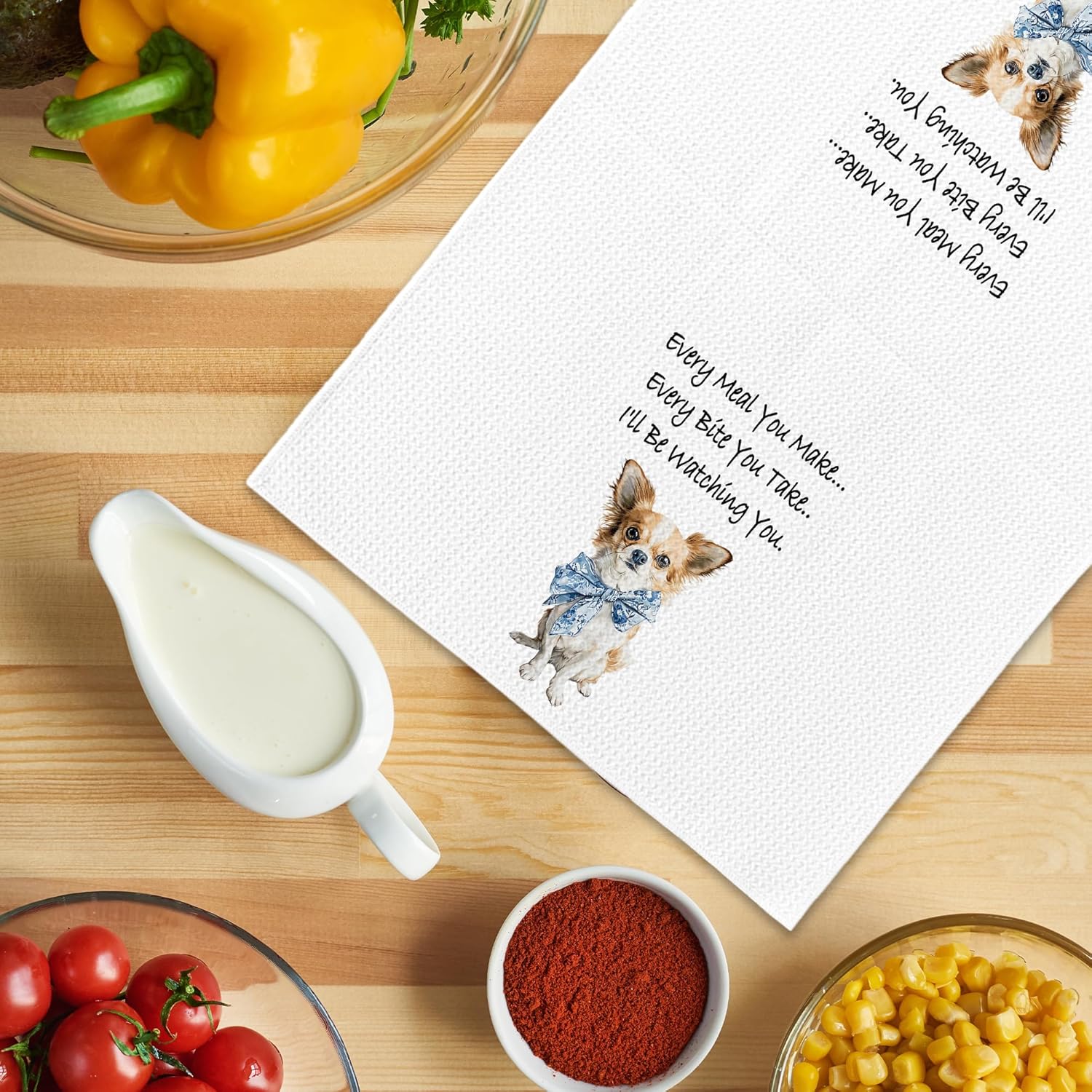Funny Chinoiserie Chihuahua Kitchen Towels, Chihuahua Gifts for Women Dish Tea Towels for Kitchen, Dog Mom Dad Lovers Owner Gifts Decorative Hand Towel 16x24 Inch - Image 5