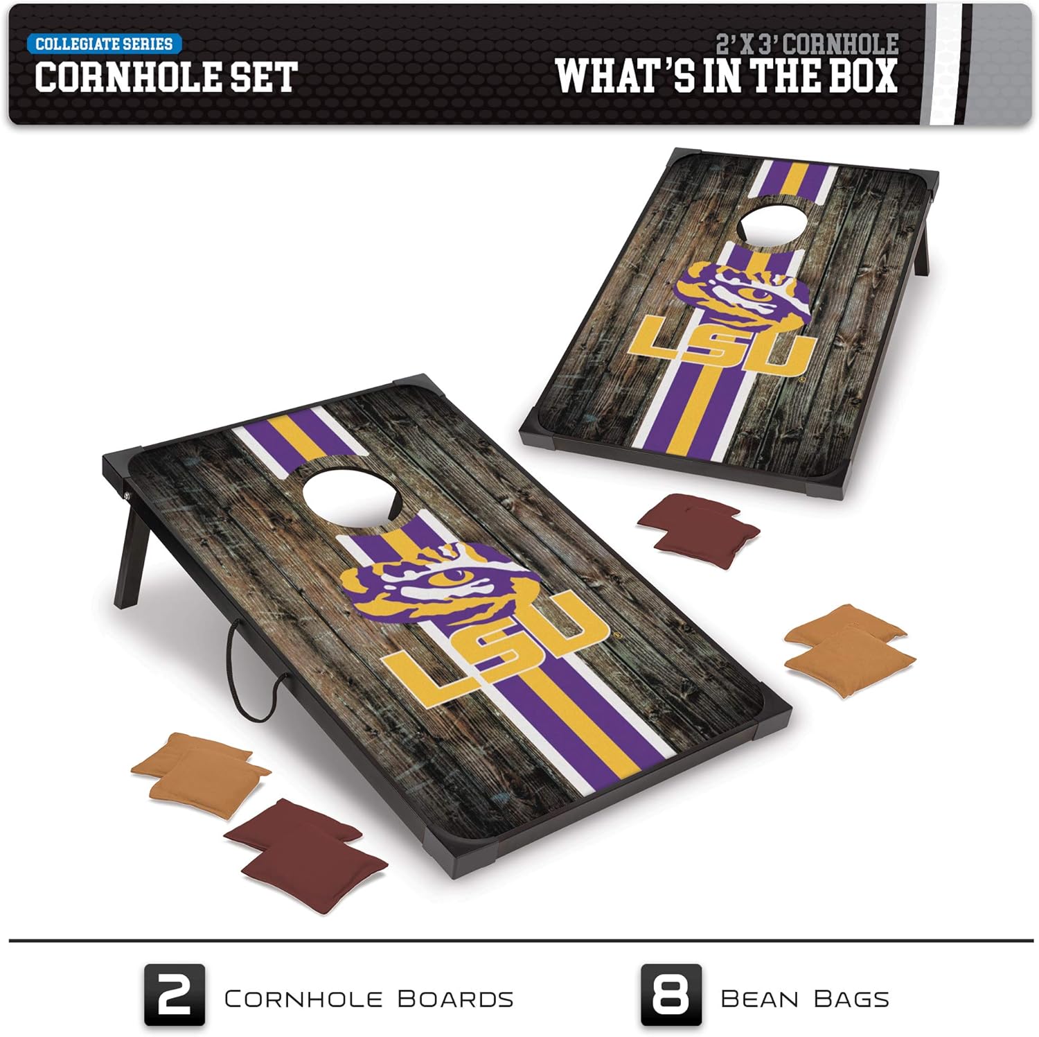 Wild Sports NCAA 2' x 3' MDF Deluxe Cornhole Set - with Corners and Aprons