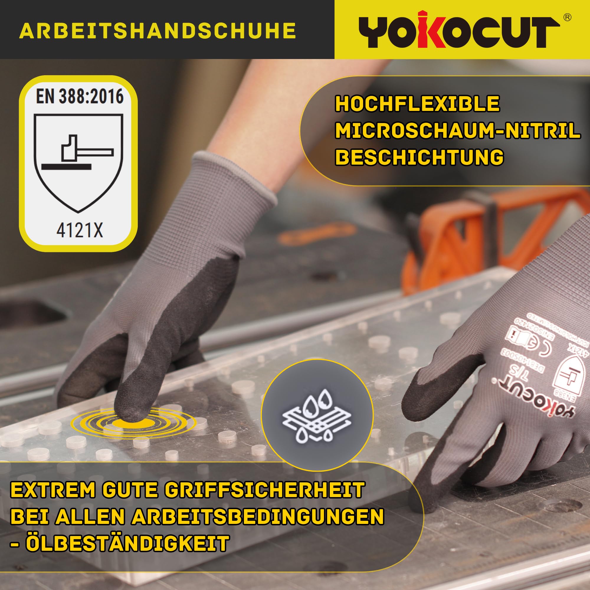 Arbeitshandschuhe für Mechaniker, Elektriker, Montagehandschuhe, Werkstatt, gartenhandschuhe, kfz-Handschuhe, mit Rutschfeste & Touchscreen-Funktion, 6 Paar Nitril Schutzhandschuhe Herren (Größe 7/S) bei Günstiger Preis