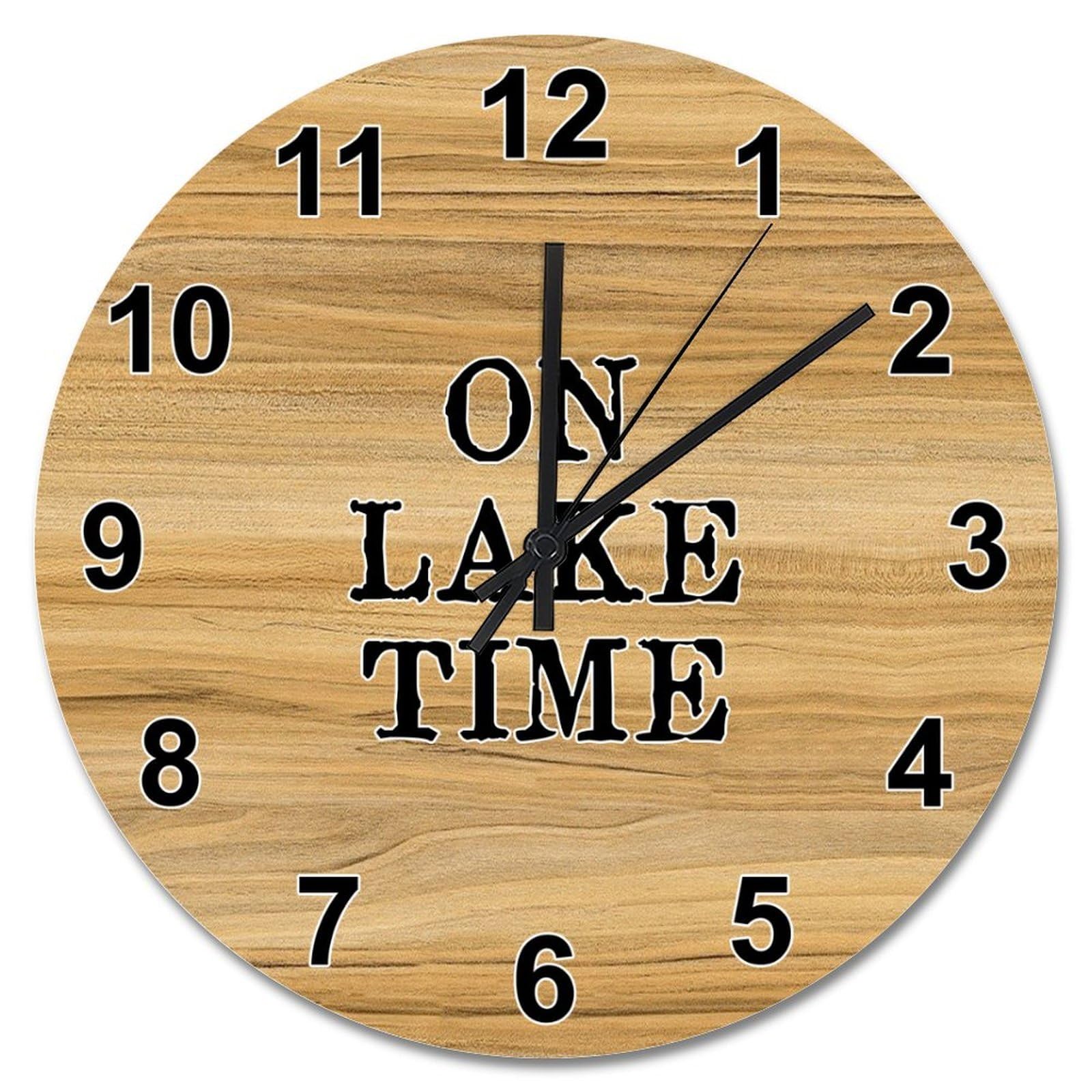 Horloge murale en bois On Lake Time 38 cm grande pendule rétro à pile