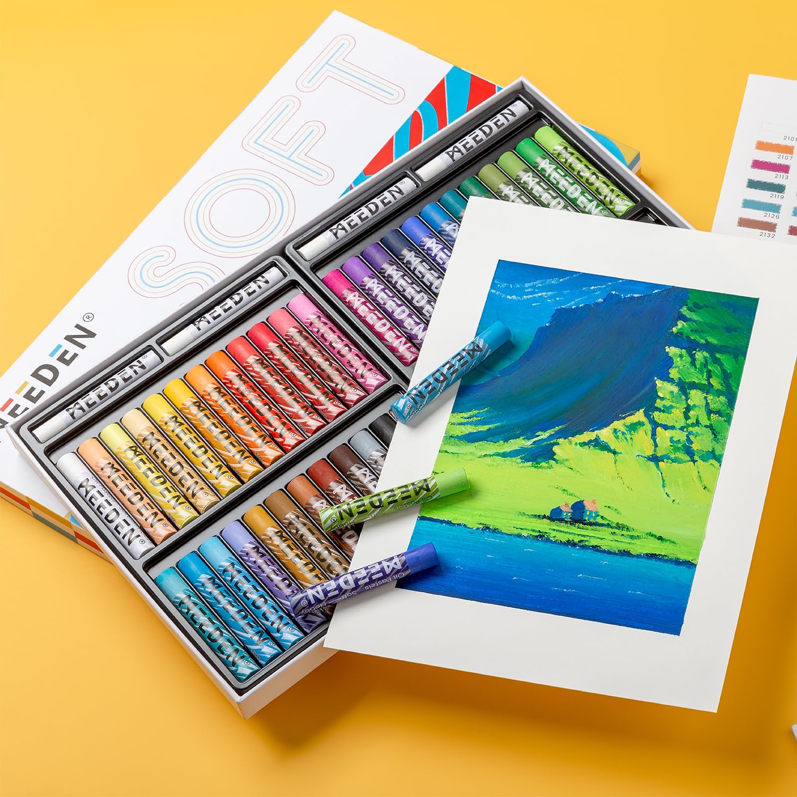 MEEDEN Set di pastelli a olio morbidi, 48 colori con 4 pastelli a olio bianchi extra per artisti, principianti, adulti e insegnanti, pastelli a olio vibranti per pittura artistica e disegno