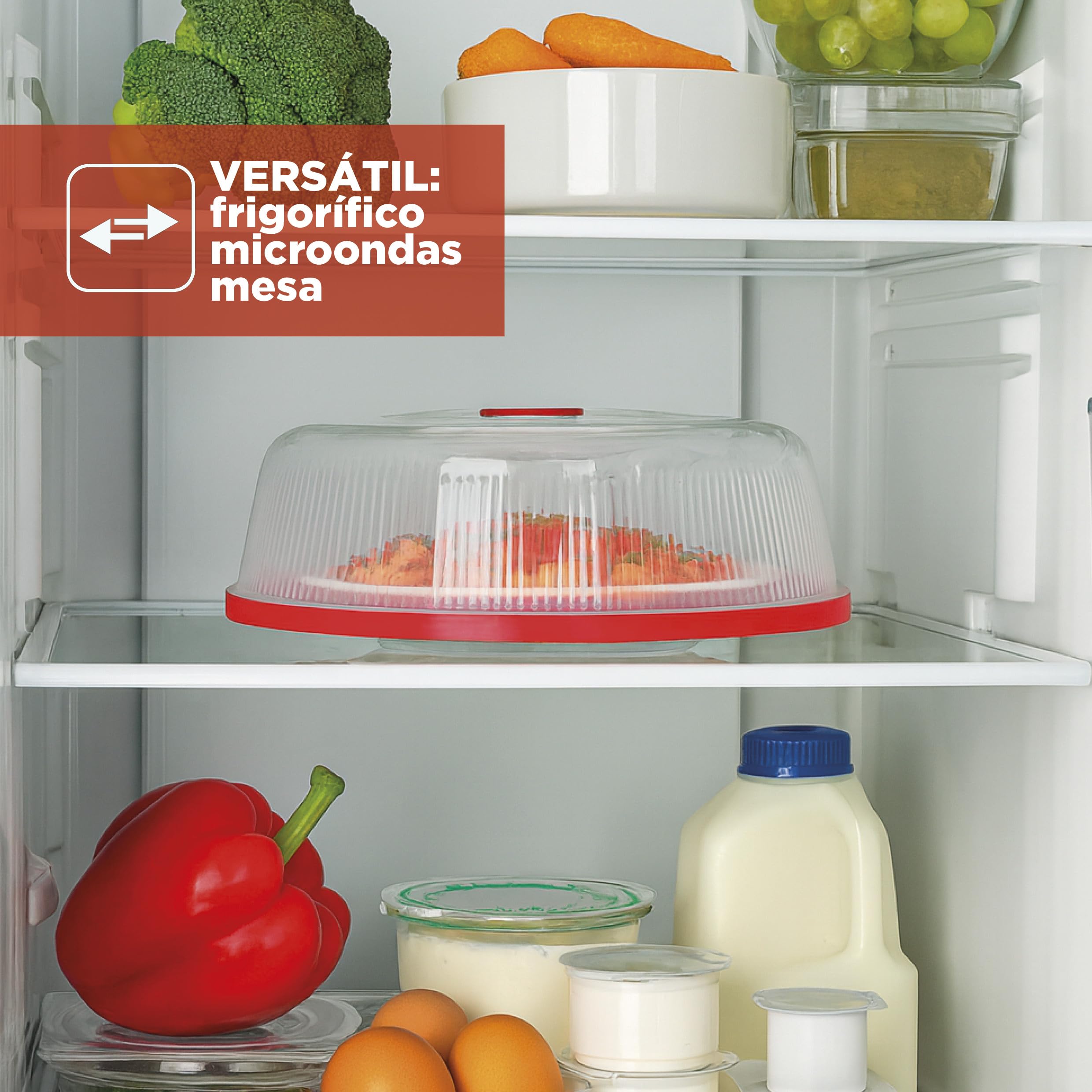 Snips, Campana para Microondas, Tapadera Microondas 26,2 x 26,2 x 7,6 cm, Tapa de Microondas Color Rojo y transparente, Made in Italy