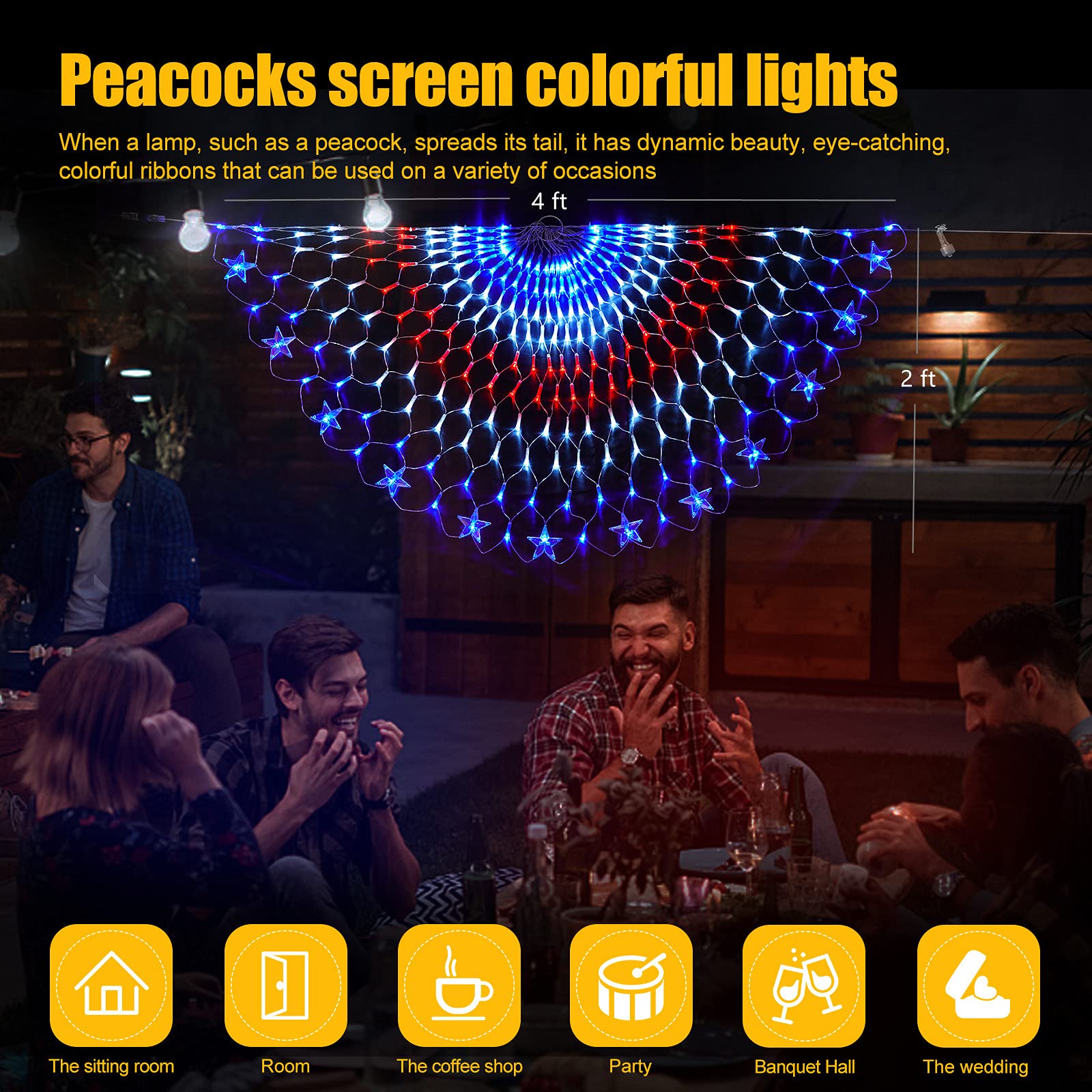 DDMY American Flag Lights with 243 Super Bright LEDs - Waterproof Patriotic Lights for 4th of July, Memorial Day, Independence Day & Yard/Garden Decor