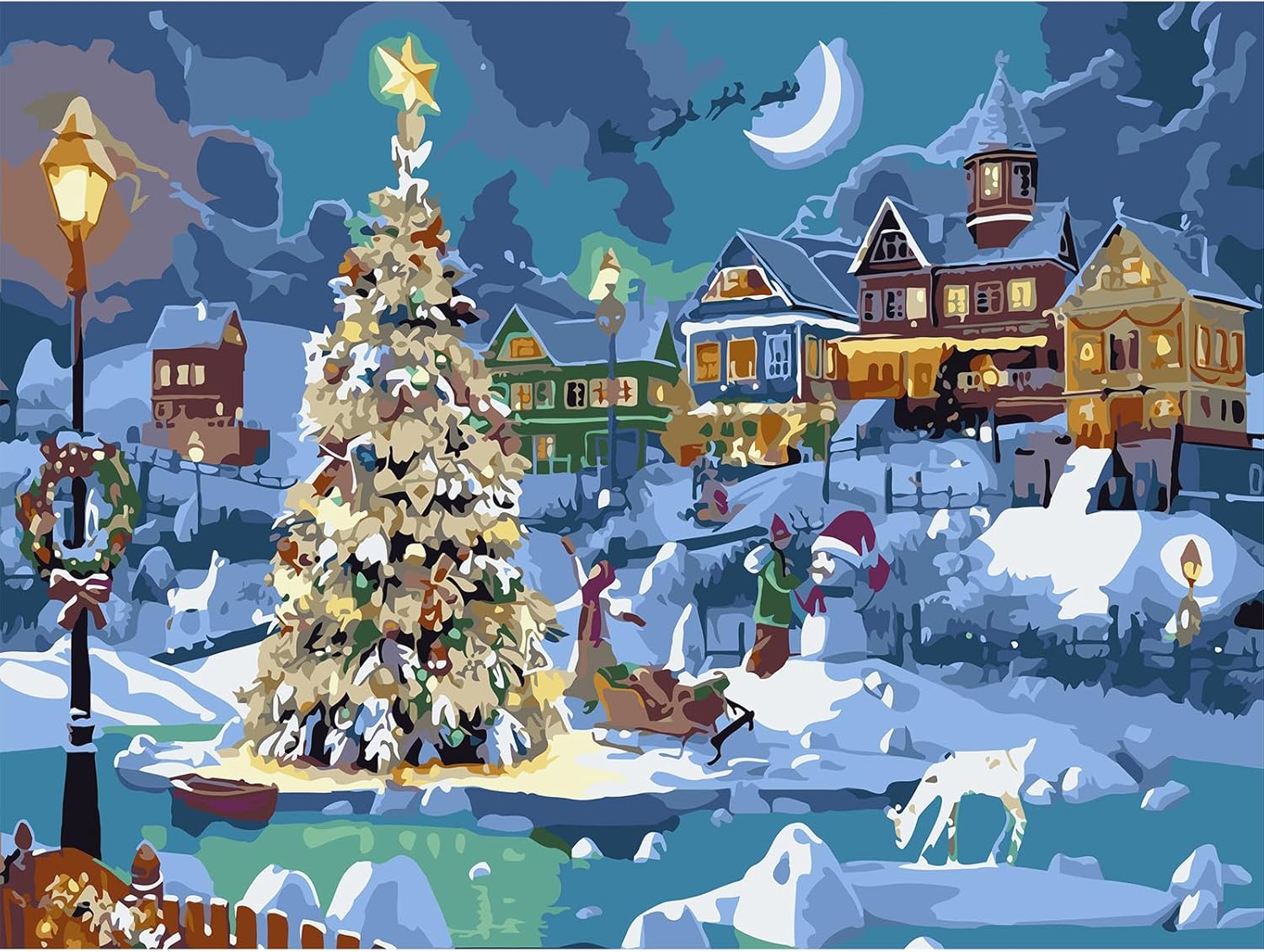 DIY Paint by Numbers Christmas for AdultsSnow Scene Canvas Oil Painting Kit for Adults,Craft