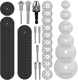 60Pcs Rotary Cutting Wheels Kit for Dremel, HSS Saw Blades & Diamond Cutting Discs – Resin Cut-Off Wheels for Metal, Wood, Plastic, Glass, Stone – Fits Electric Grinders, Drills, Hanging Grinders