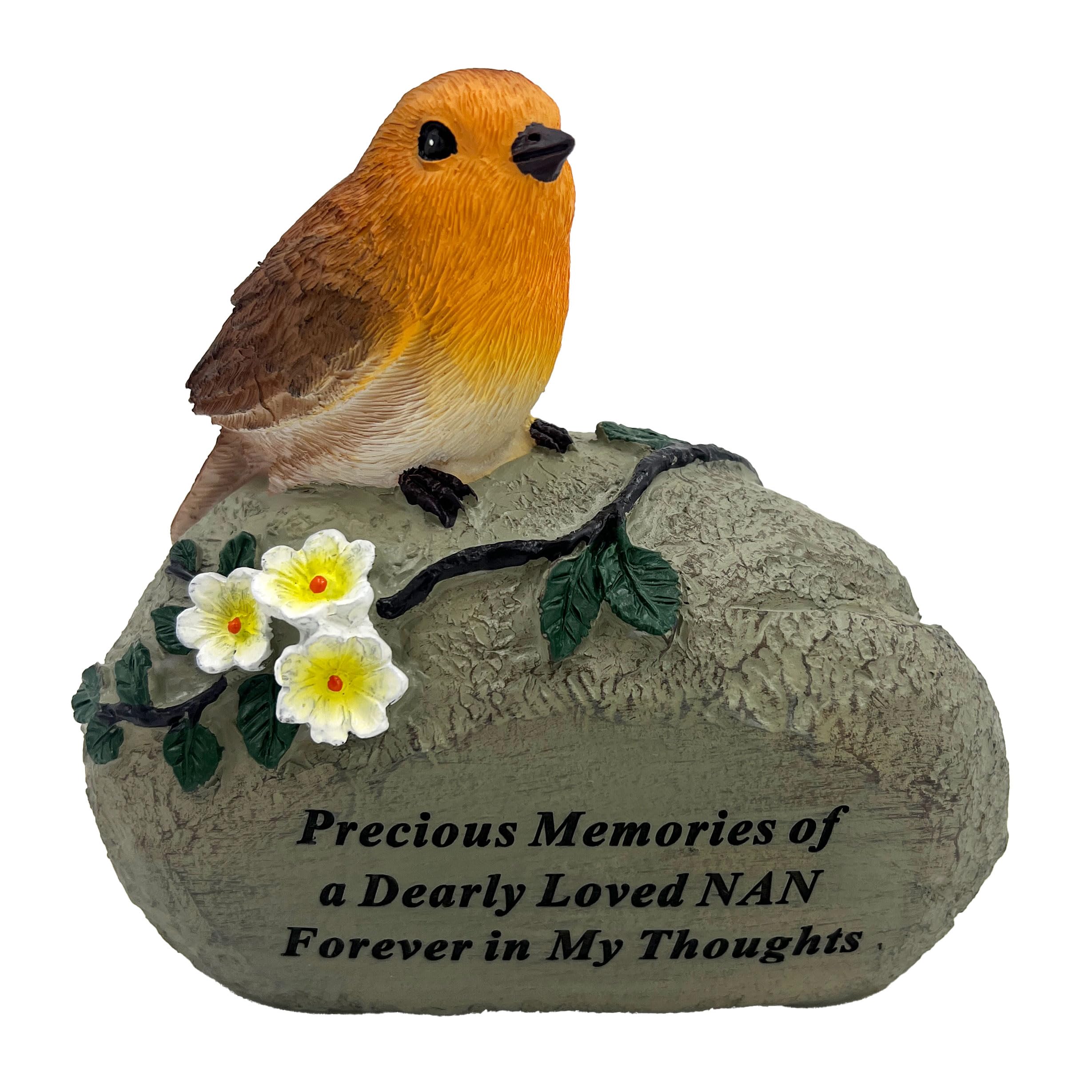 Angraves Multicolor Special Nan Graveside Memorial Robin Bird Resin Stone Grave Plaque Ornament Decoration Sadly Missed
