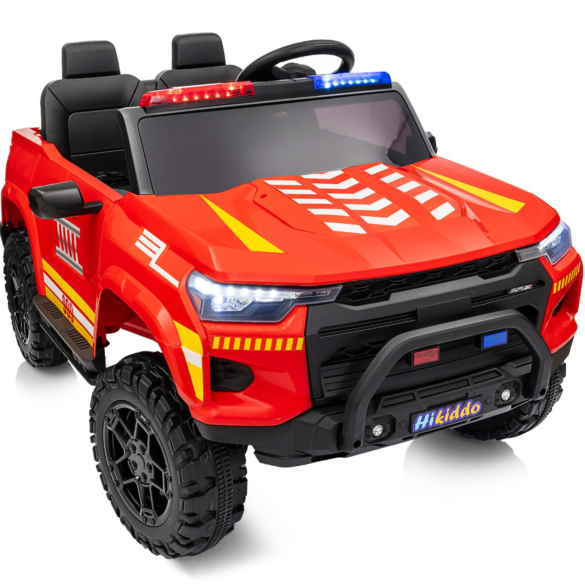 24V 10Ah Electric Police Car Ride on Toy for Big Kids, 4WD 2 Seater Kids Ride on Car SUV w/Remote Control, 4x200W Motors - Red