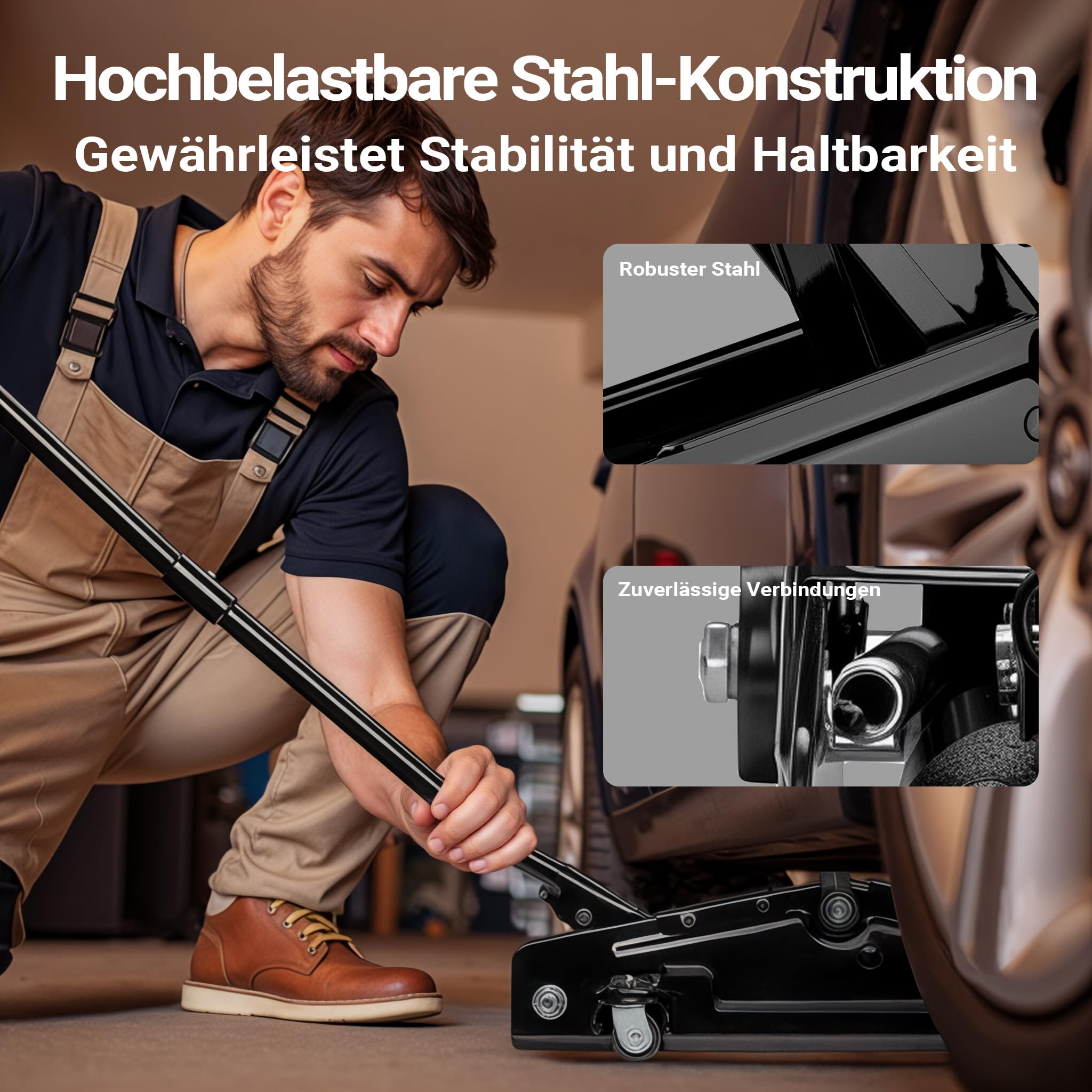 Wiltec Rangierwagenheber hydraulisch 3t, Hydraulik Wagenheber 13,5-40 cm Hubhöhe, Wagen Heber für Autos, SUVs, Wohnwagen, Autoheber kompakt und robust