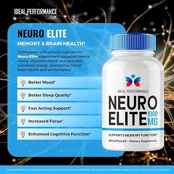 Neuro Elite Capsules, Official Neuro Elite Brain & Memory Supplement Pills, Advanced Nootropic Pills Brain Health Support, All Natural NeuroElite Cognitive Health & Function Reviews (3 Pack)