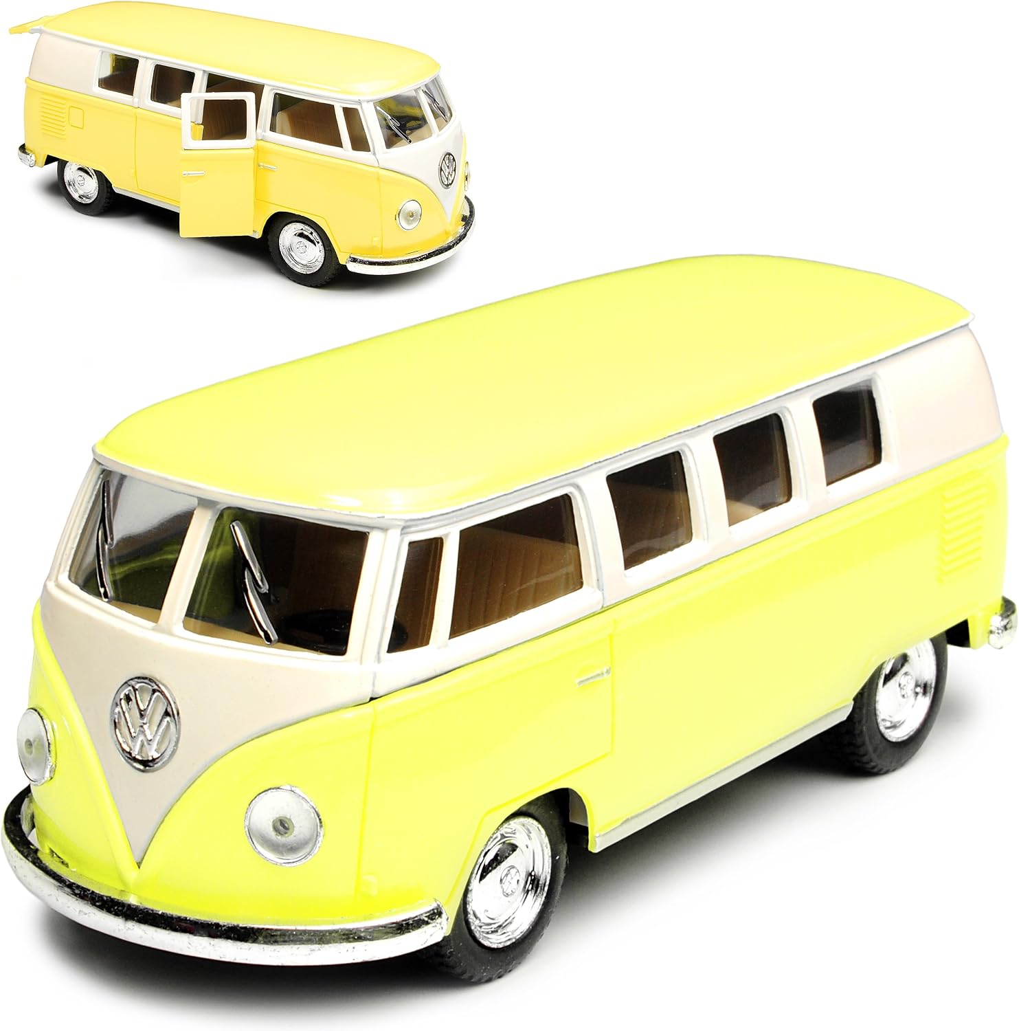 kleiner vw bus spielzeug Kinsmart Volkwagen T1 Gelb Creme Weiss Samba Bully Bus 1950-1967 1/32