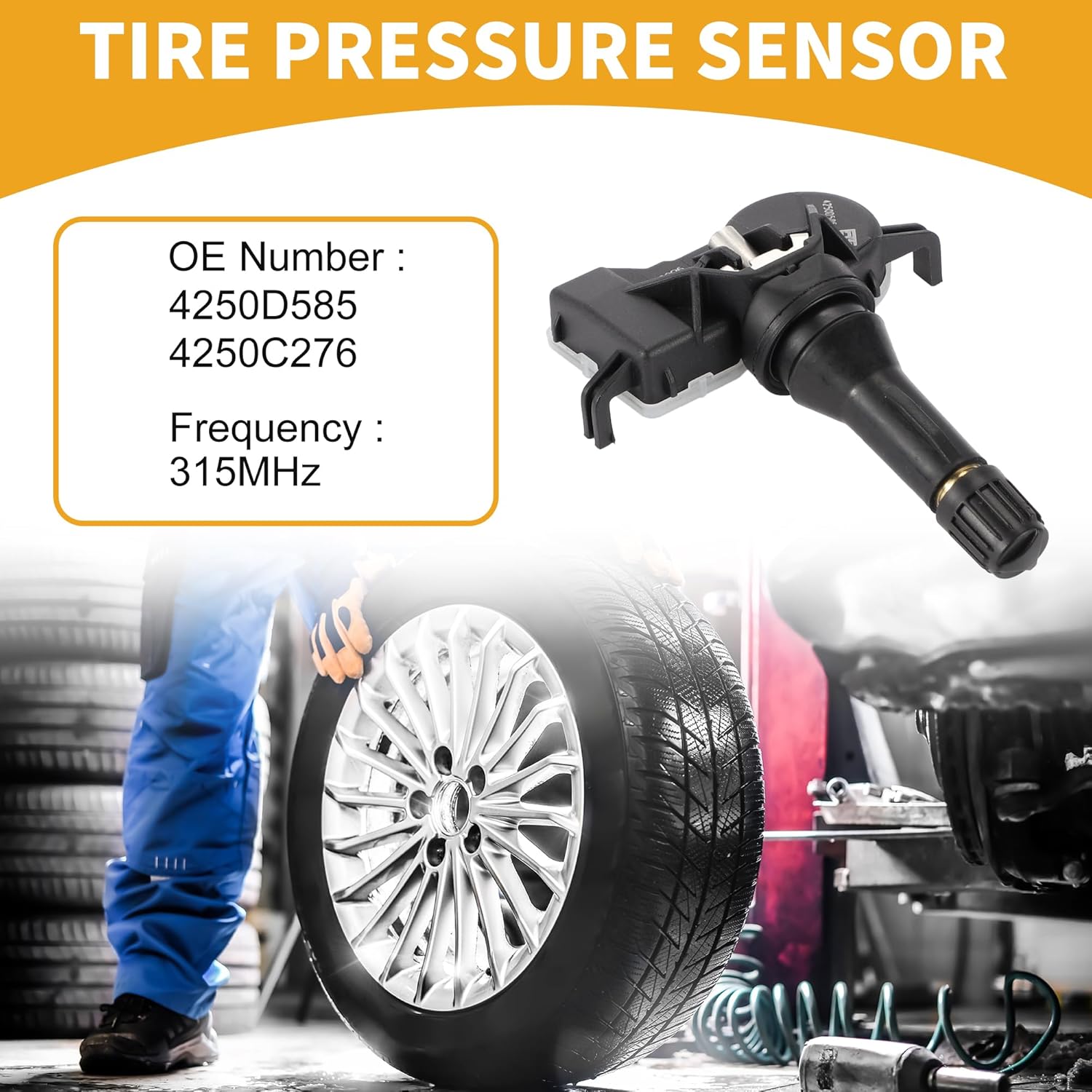 4 Pc Tire Pressure Sensor No.4250D585/4250C276 Car Inner Tire Pressure Monitoring Sensor for Mitsubishi Outlander Sport 2017-2024 Black Durable