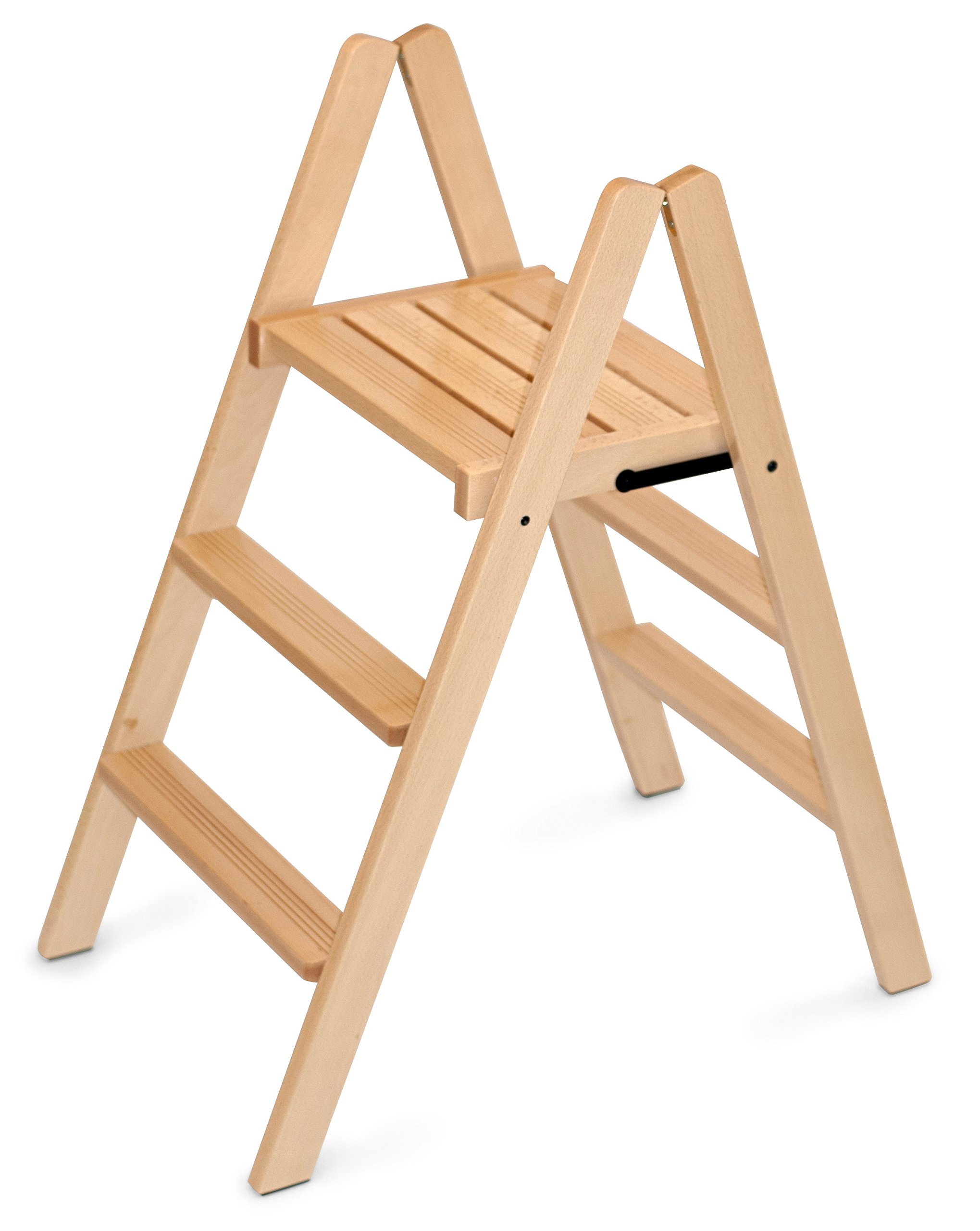 Arredamenti Italia Sgabello Dorotea, Legno - 3 gradini - Chiudibile - Finitura Ciliegio