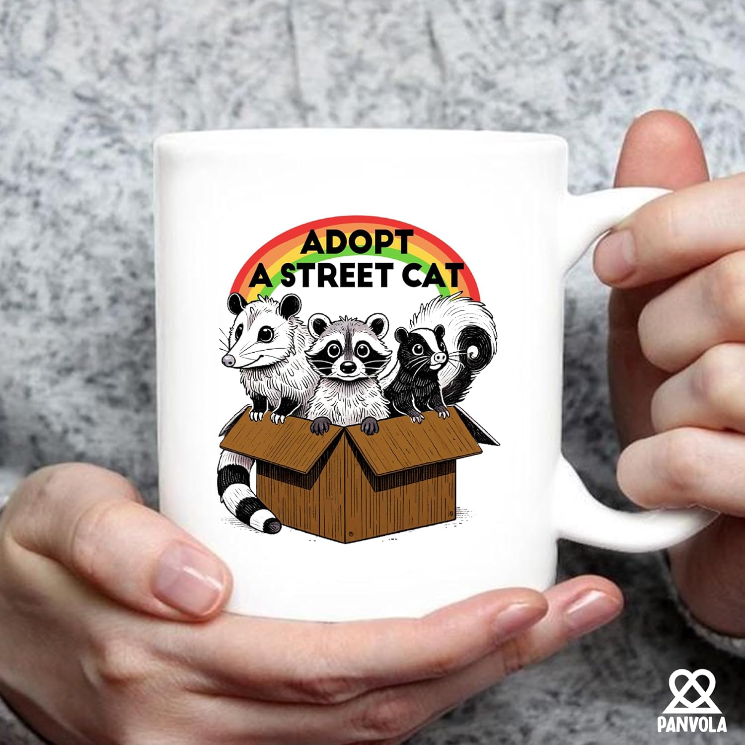 Adopt A Street Cat Funny Raccoon Lover Gifts Opossum Skunk Raccoon Mom Dad Girlfriend Boyfriend Sister Brother Novelty Drinkware Ceramic Mug 11 oz White Ceramic Mug 11 oz White - Image 4