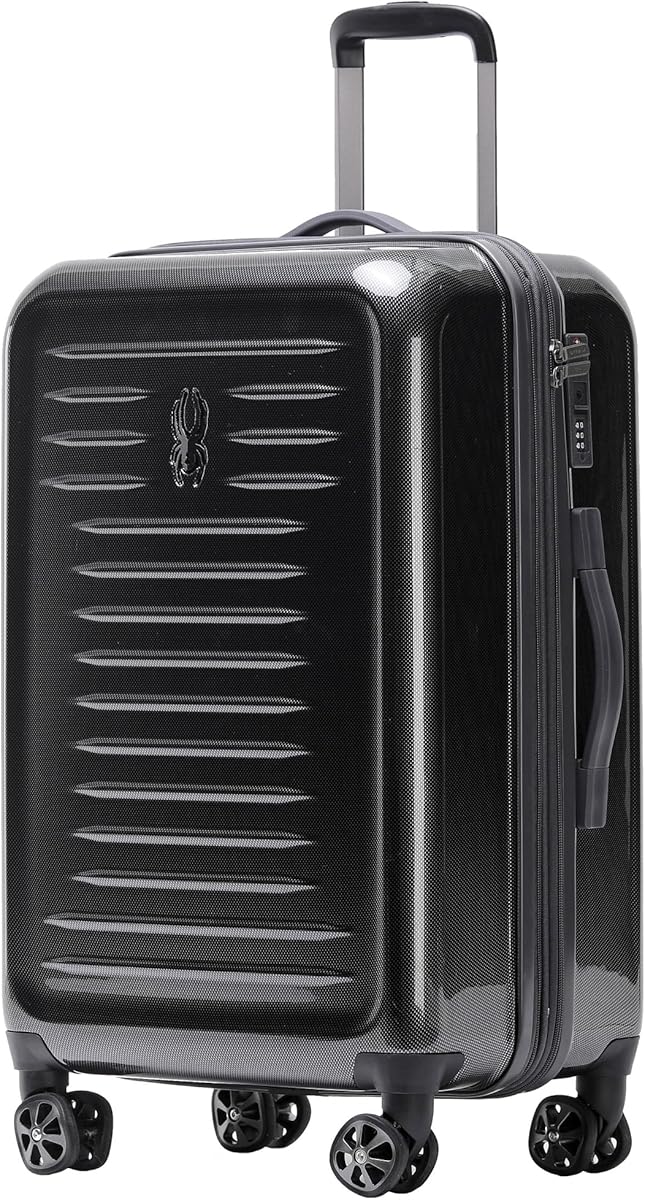 Amazon.com | Spyder Rails 25 Inch Expandable Hardside Upright Suitcase with 360° Spinner Wheels, TSA Approved Lock, Black | Carry-Ons