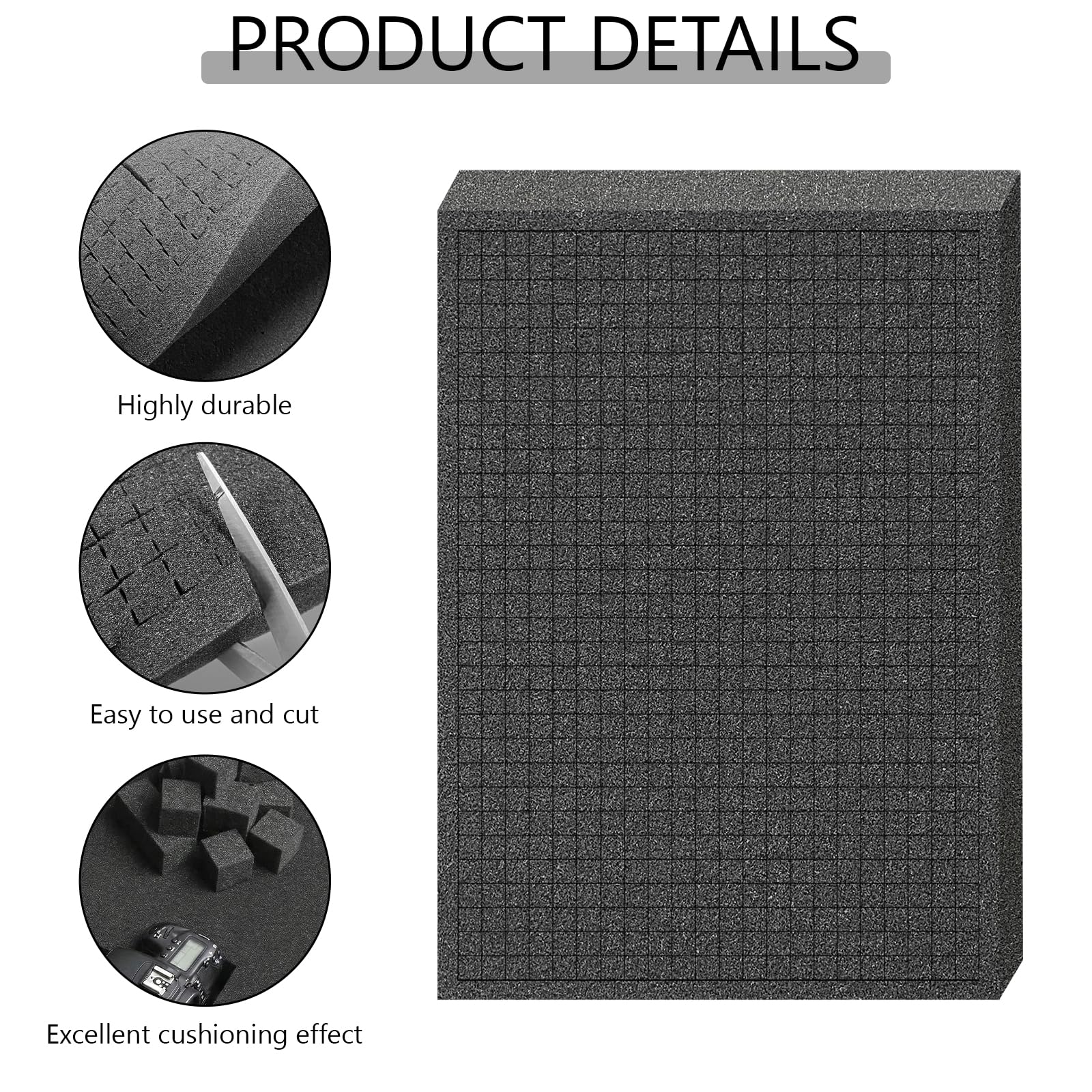 Espuma precortada 40x30x2.5cm Negra para cajas de herramientas y protección
