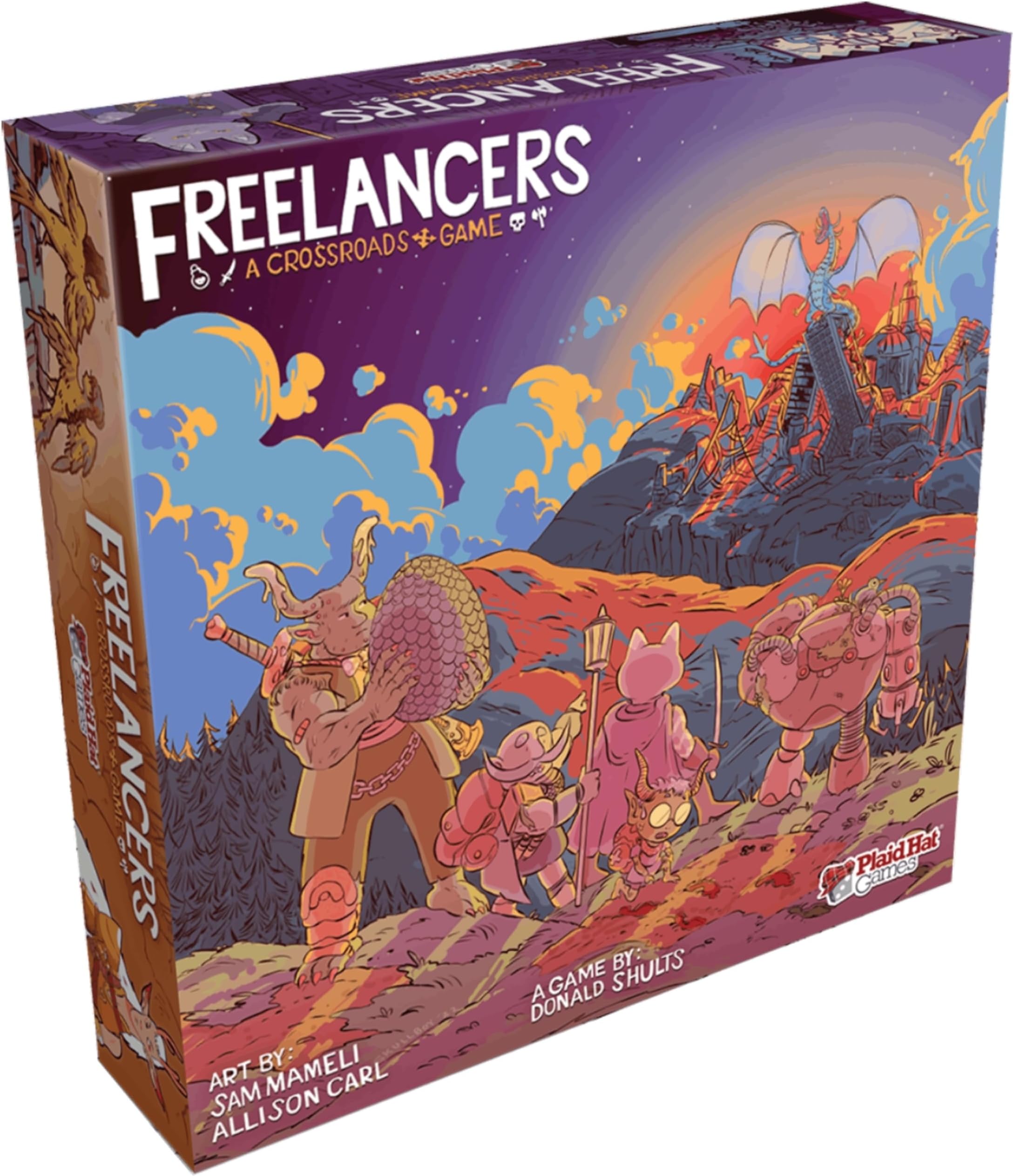 Plaid Hat Games Freelancers Board - Dive into a Post-Apocalyptic Gig Economy! Narrative Adventure, Fantasy RPG, Ages 14+, 3-7 Players, 90 Minute Playtime, Made
