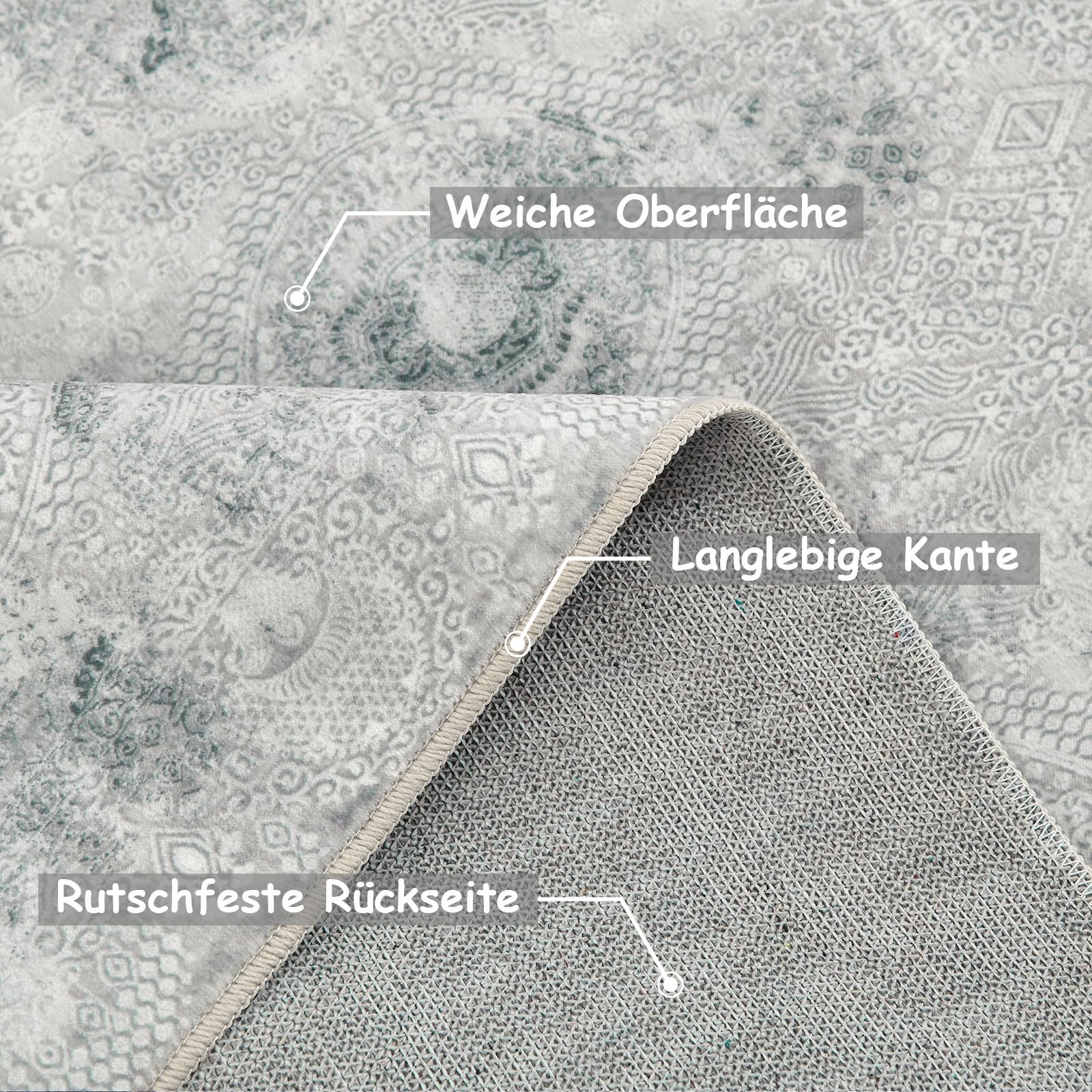 Guchuang Bedding Tapis de salon, 160 x 230 cm, bleu, antidérapant et