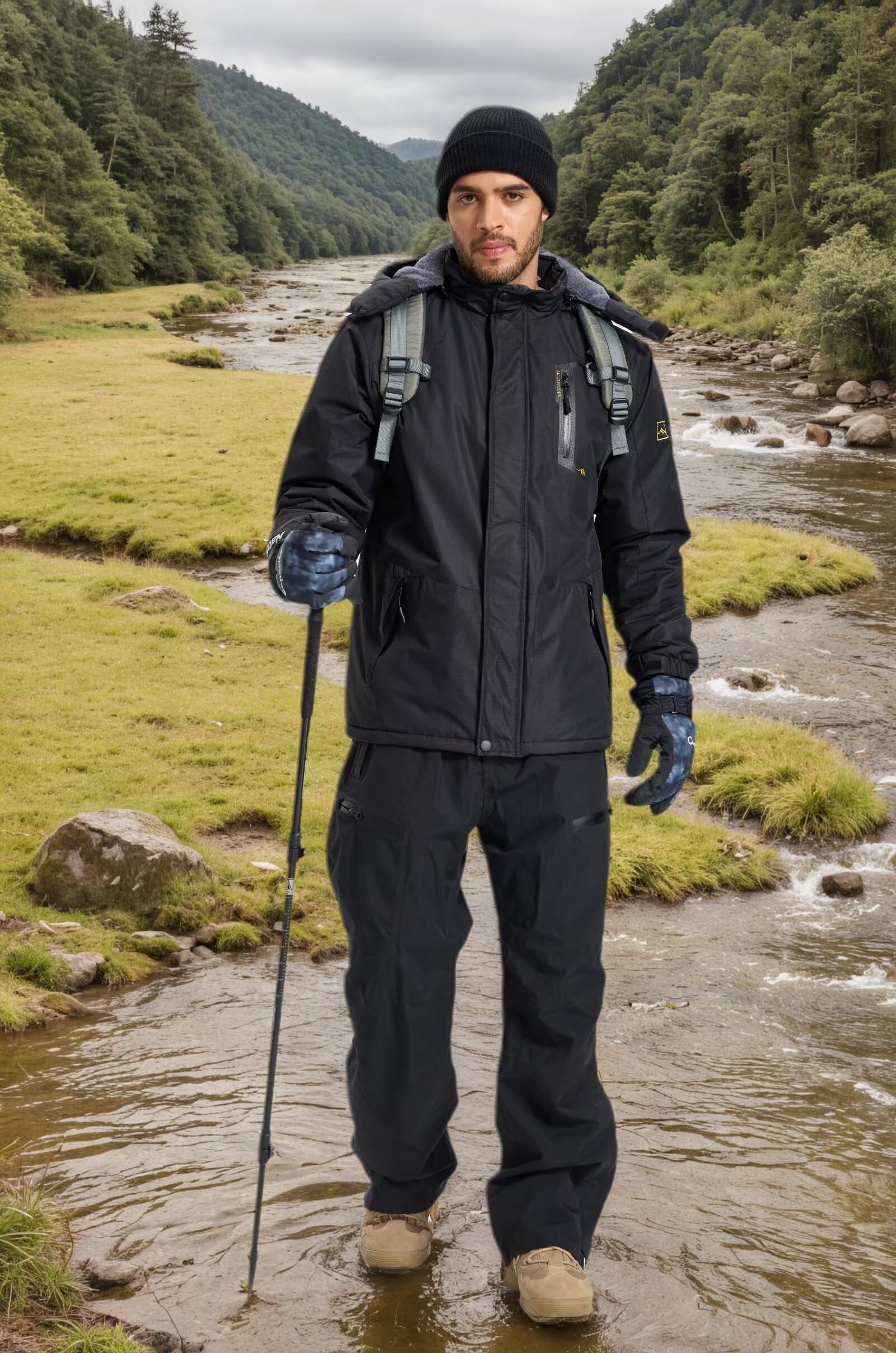 Hombres Impermeable Chaqueta con Capucha Desmontable