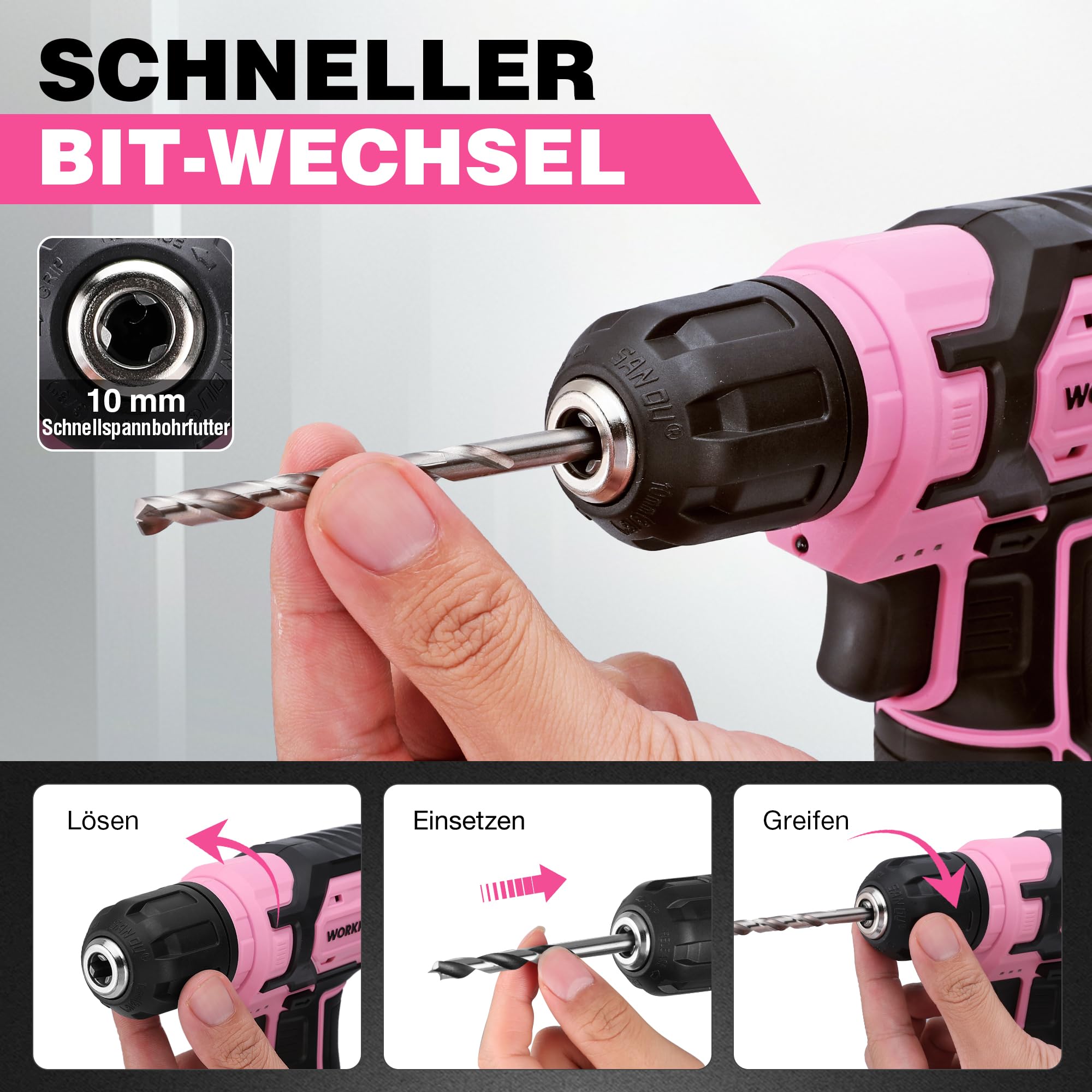 WORKPRO 8V Akku Bohrschrauber Set mit Transportkoffer, Akkuschrauber