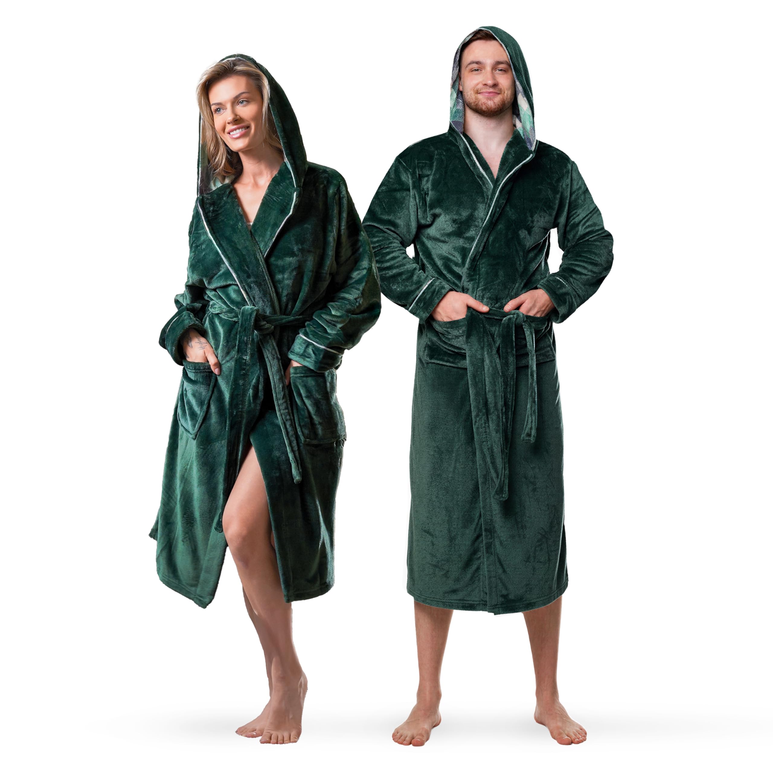 Mon Chateau Flannel Robe, Cozy Unisex Bathrobe for Men & Women, Plush Sleepwear & Lounge Robe for All-Day Relaxation