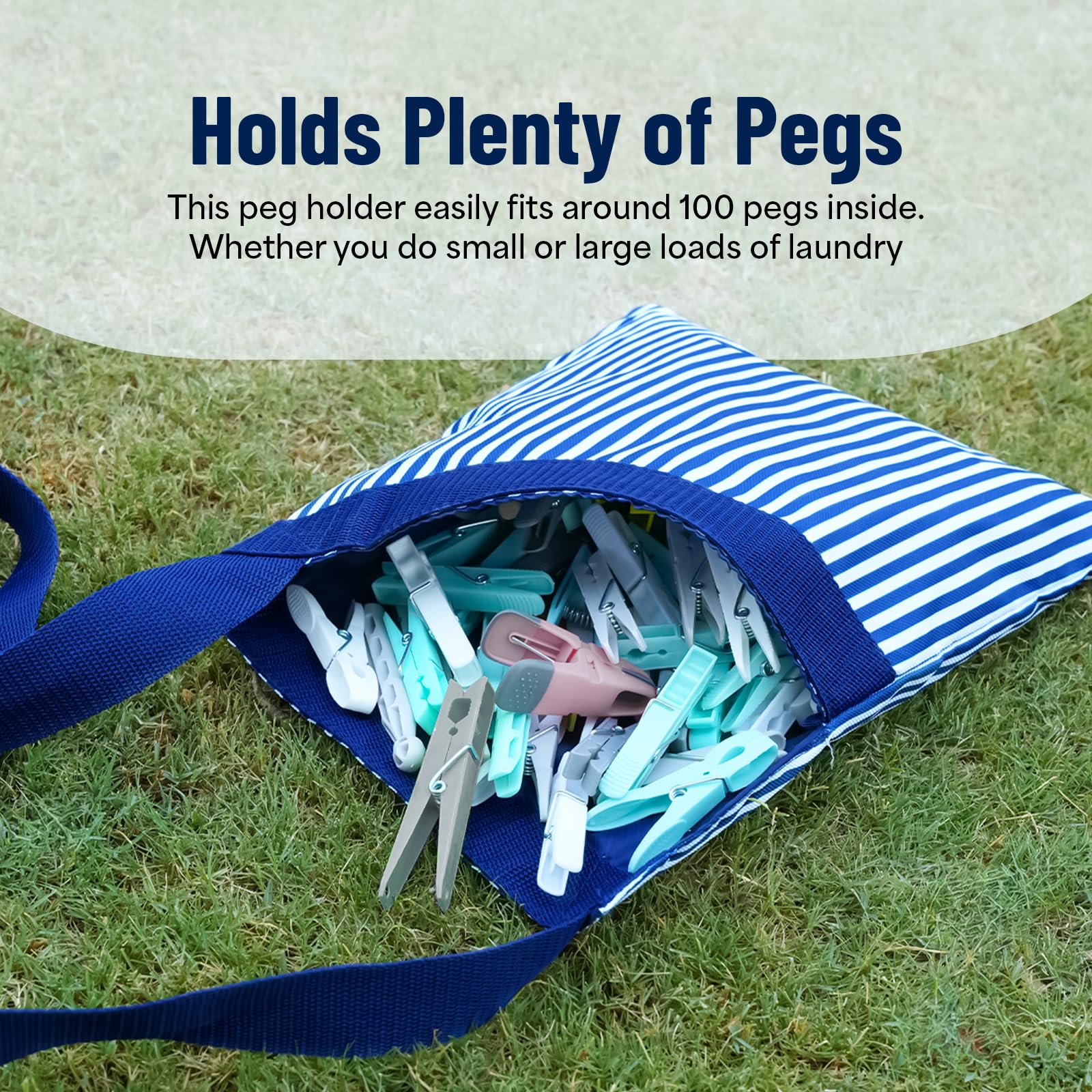 Peg Bag with Shoulder Strap, Blue - Image 4