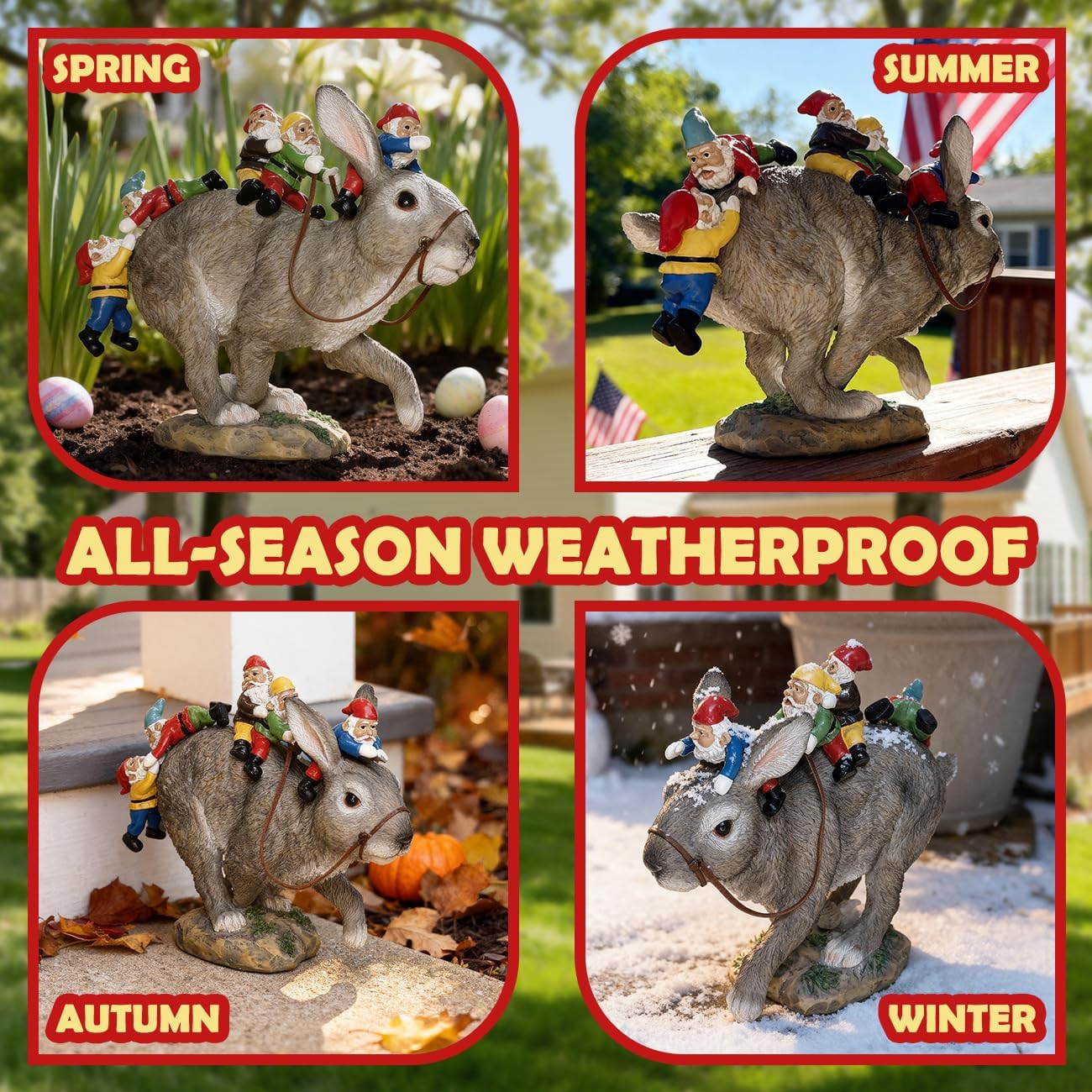 Sunthus Garden Gnomes Decorations for Yard Bunny Statue Funny Outdoor Decor Rabbit - Image 4