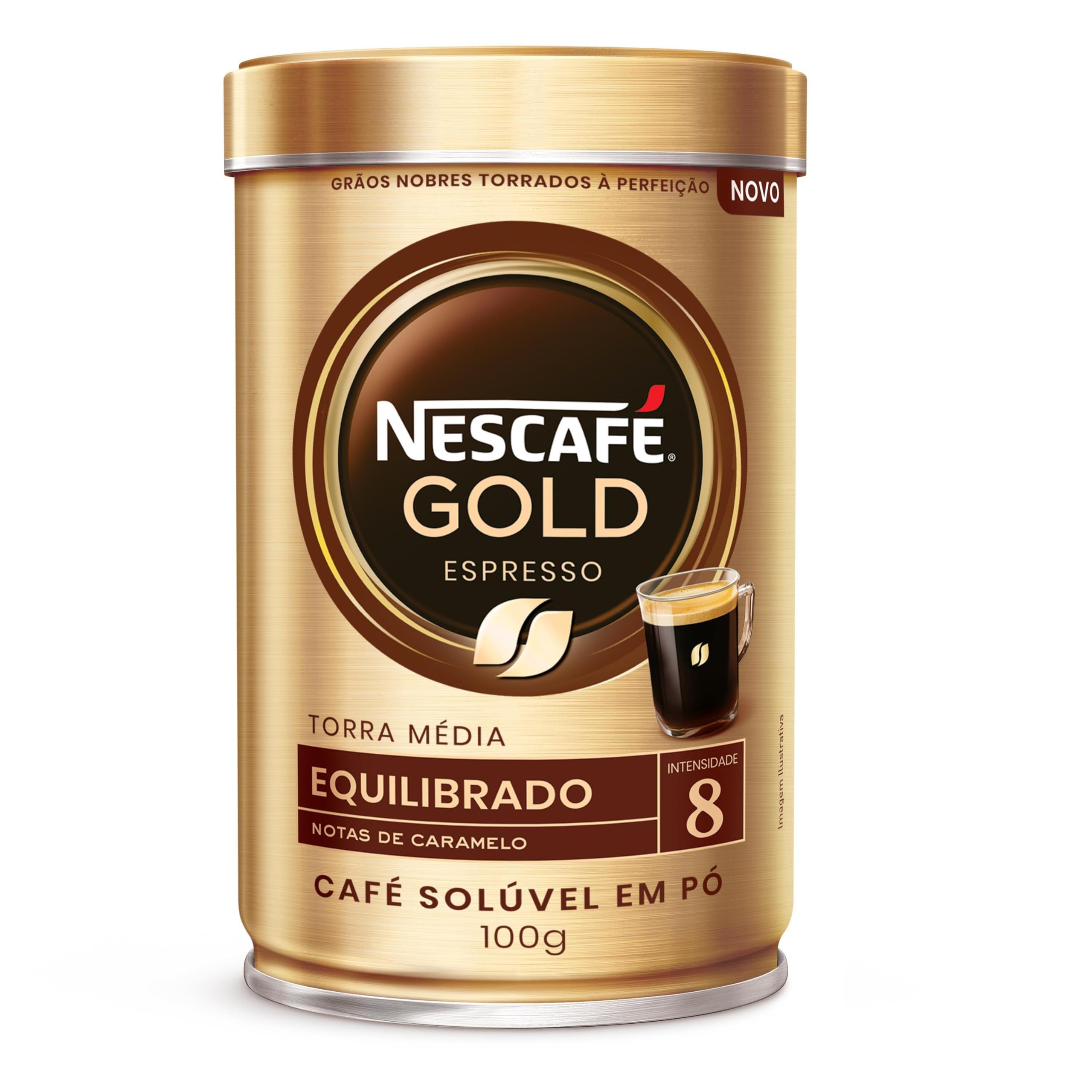 Nescafé Gold Espresso, Equilibrado 8, Café Solúvel em Pó, 100g