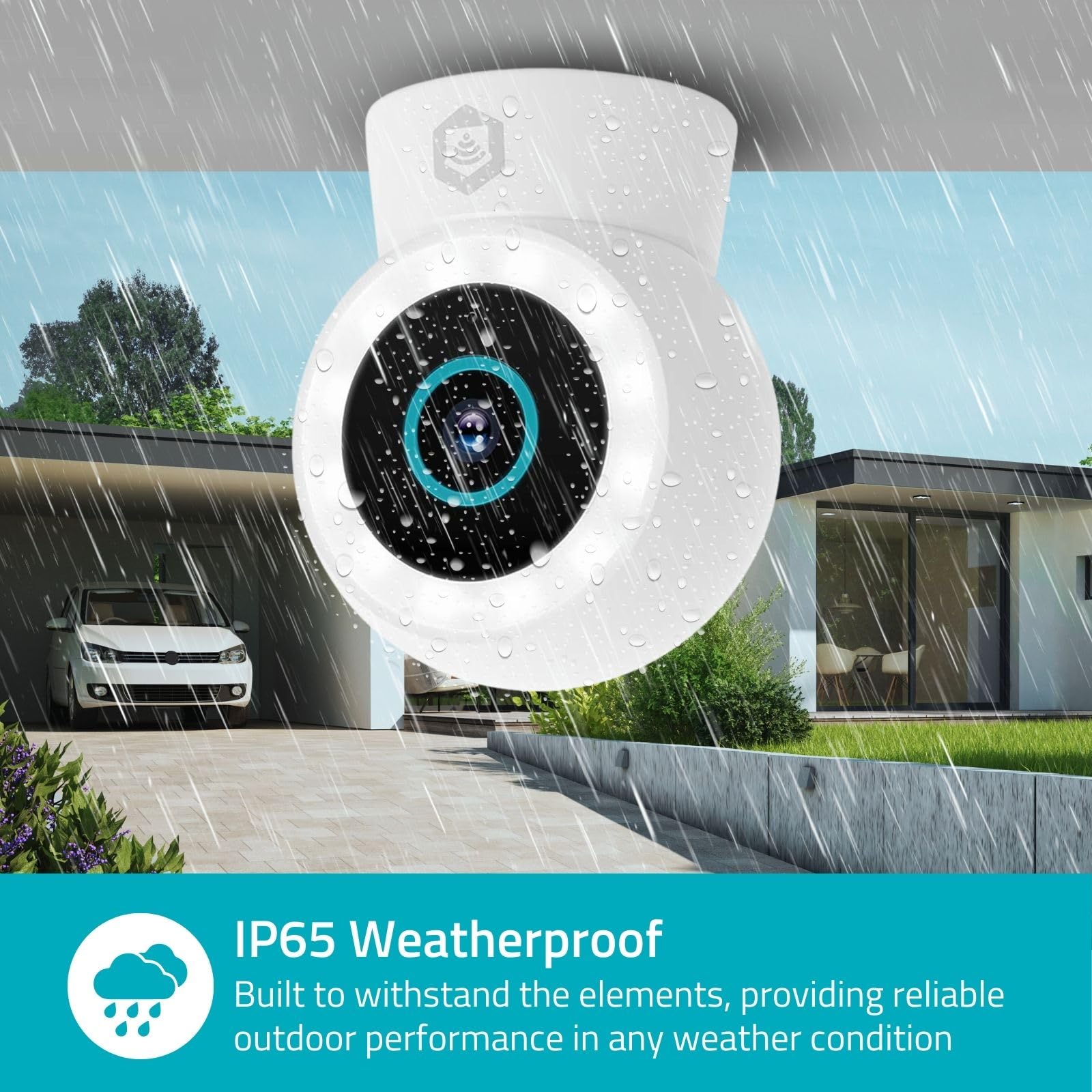 NEDIS Inteligentna kamera zewnętrzna Wi-Fi, 3 MP 1296p, czujnik ruchu, wykrywanie człowieka AI, ściemniany reflektor pełnokolorowy noktowizor, dwukierunkowy dźwięk, odporny na warunki atmosferyczne