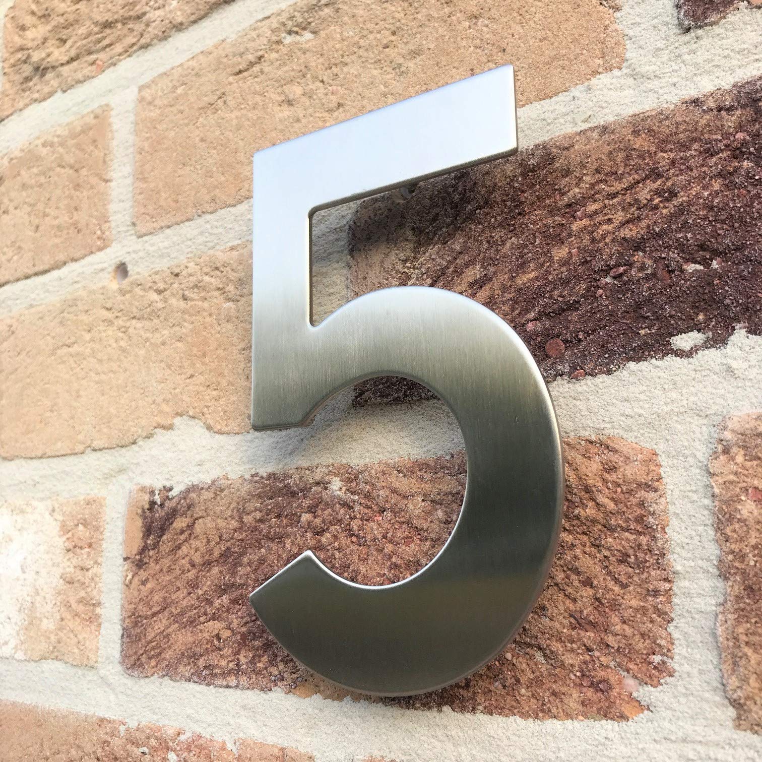 House or Apartment Number, Brushed Stainless Steel Number (Grade 304), Matching Stainless Steel Fixings, Height 15 cm - Image 3