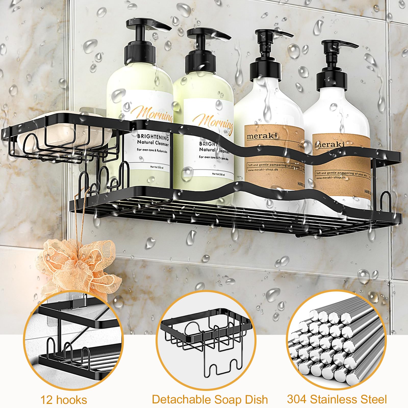 Organizador Para Fregadero O Ducha | Estante De Acero Inoxidable, Sin Taladros, Para Grifos O Tubos De 21-30 Mm