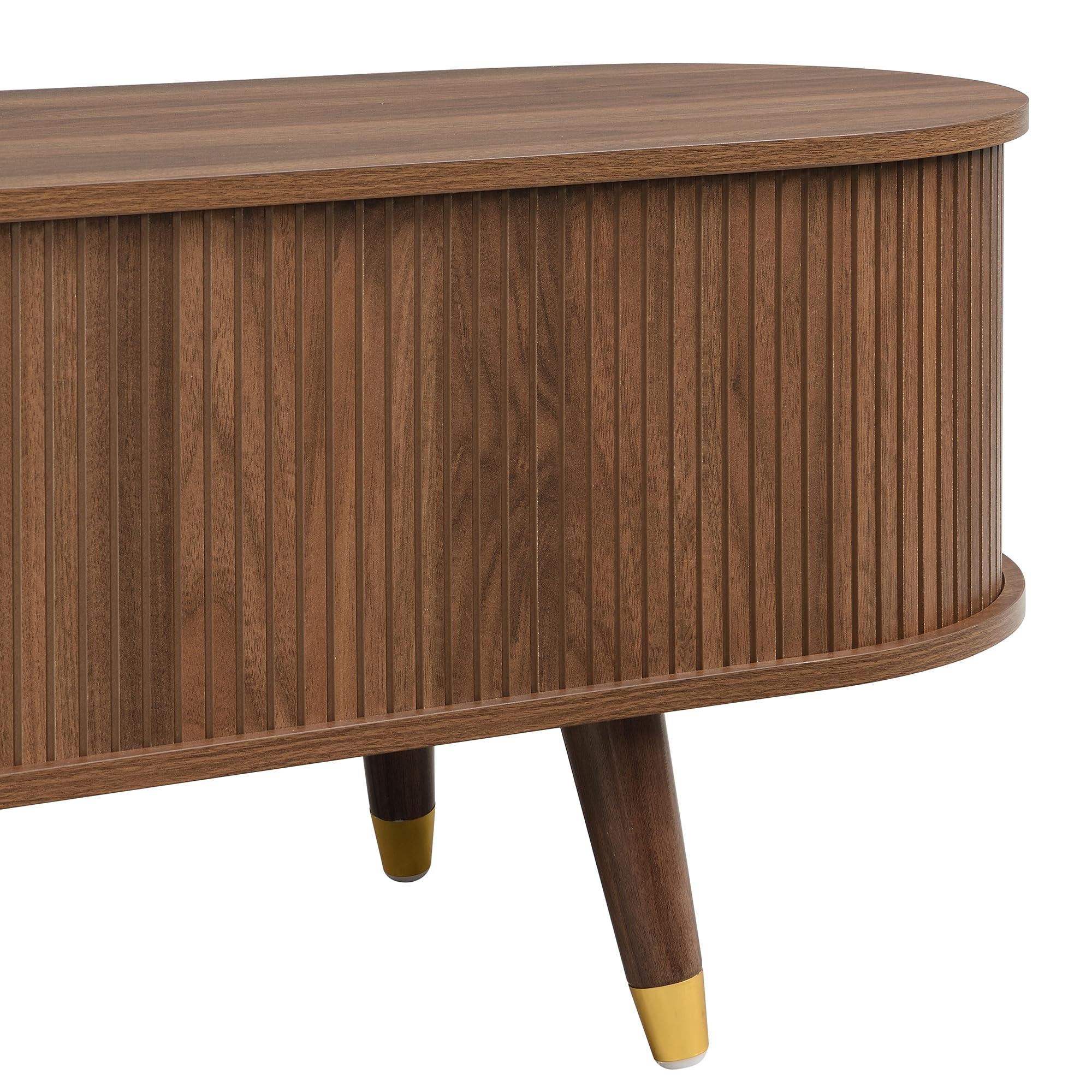 SACOOL Mobile TV stile rustico, 175 cm, con porta scorrevole in rattan, effetto noce e molto spazio di archiviazione, tavolo per TV in MDF con scomparti aperti, cassetti e armadietto, design naturale