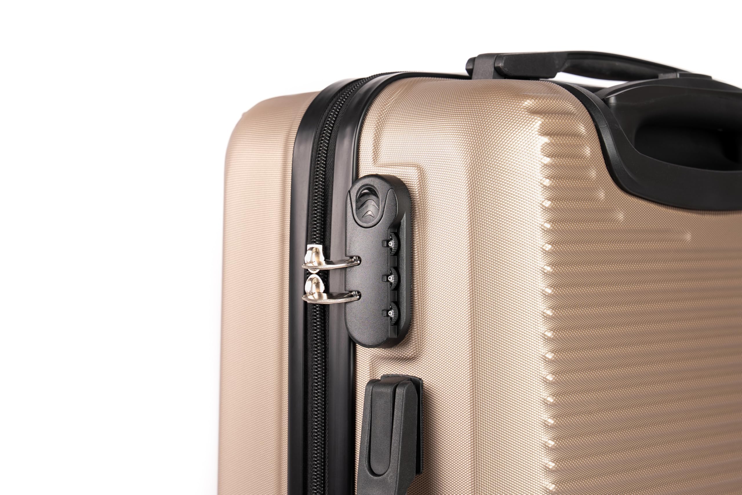 CELIMS - Maleta Mediana de Viaje con Neceser Neceser 30cm Rígida con 4 Ruedas Ligera Facturación 20kg 65cm | Cerradura Integrada | Maleta Mediana con 4 Ruedas 65cm | Champán