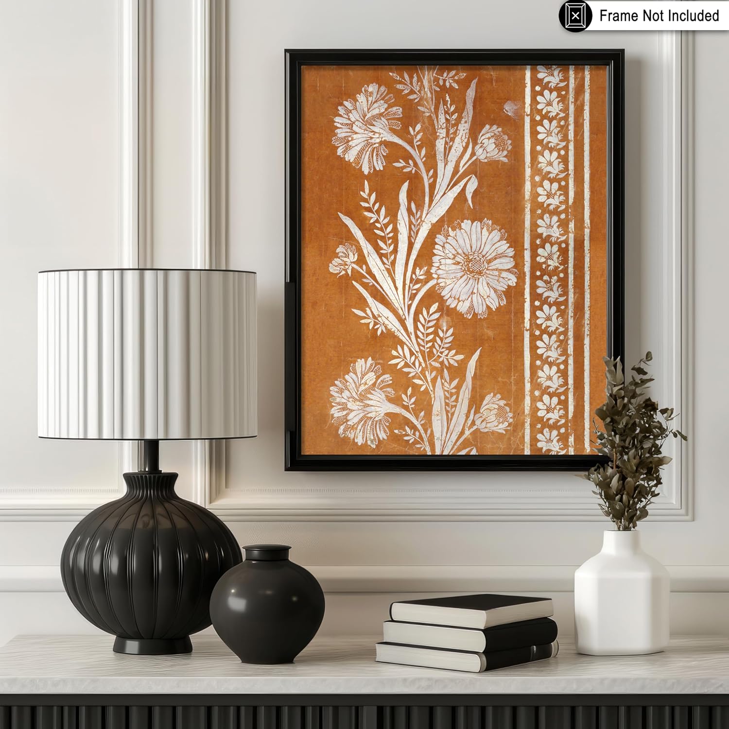 Poster Master Vintage Embroidery Design Poster - Retro Flower Print - Textile Pattern Art - Floral Art - Gift for Men & Women - Chic Decor for Office, Bedoom or Living Room - 8x10 UNFRAMED Wall Art