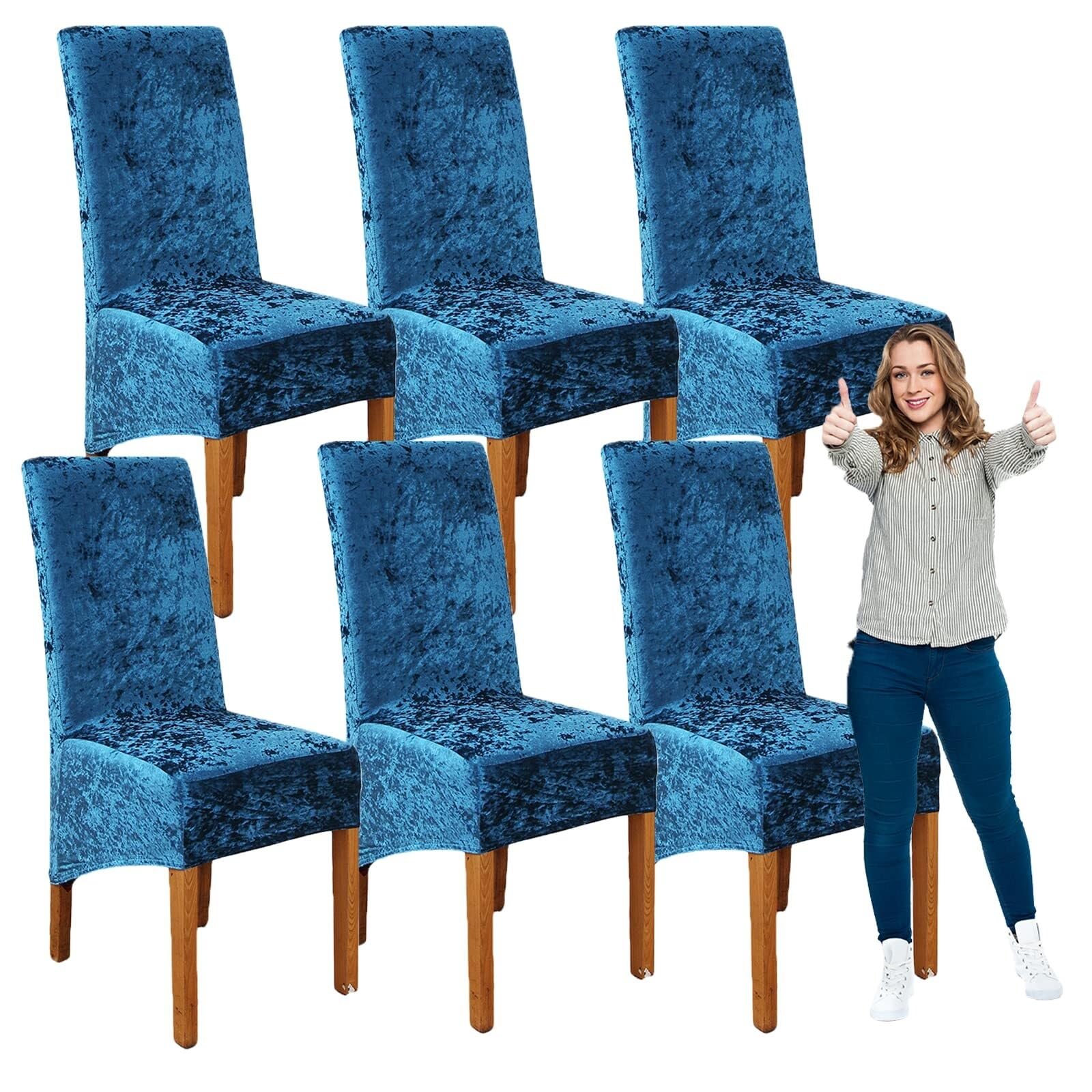PBTMCD Crushed Velvet Chair Covers, Soft Stretchy Slipcovers For Dining, Wedding & Banquet Decor(#11,6pcs)