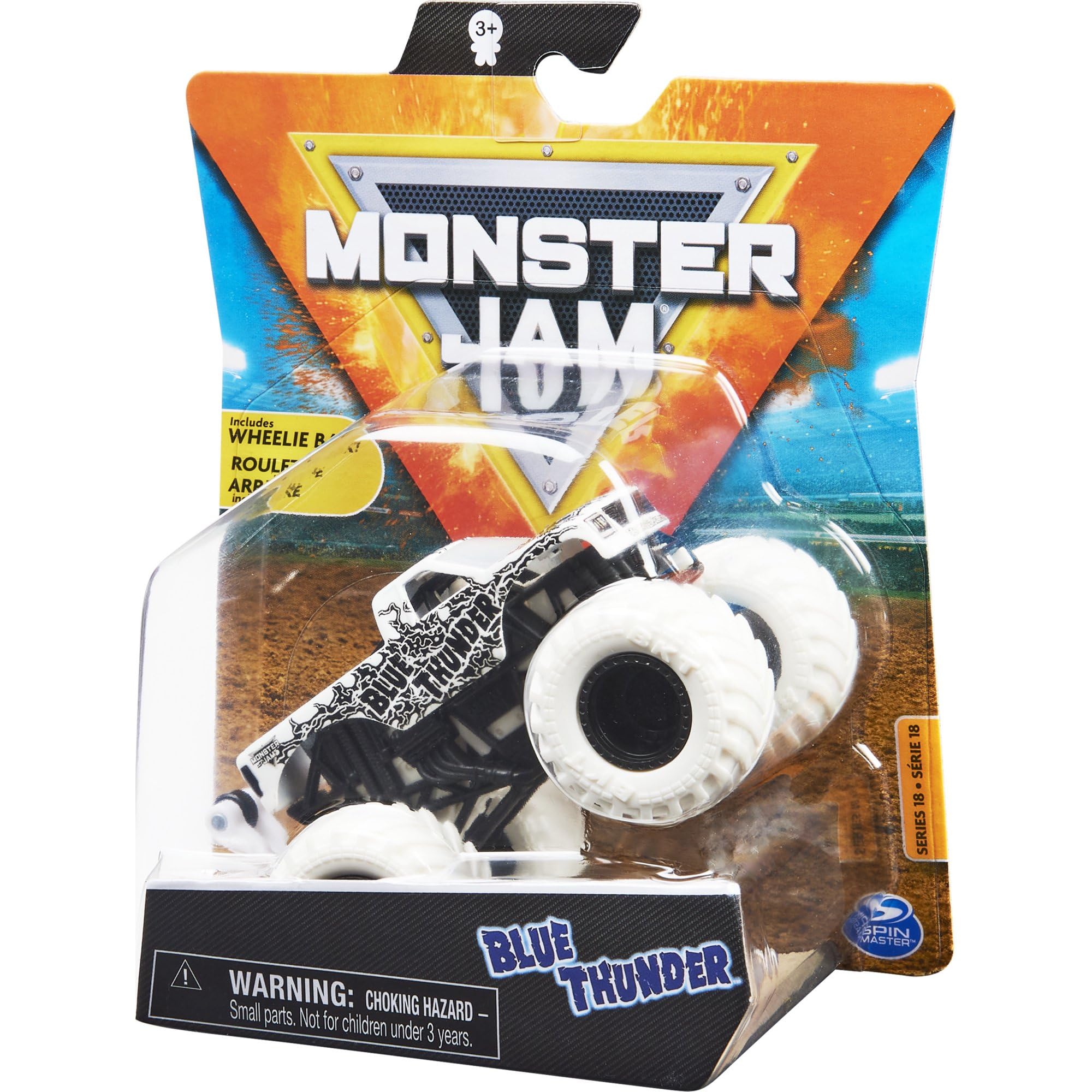 Amazon.com: Monster Jam Blue Thunder, Wheelie Bar Truck Series 18