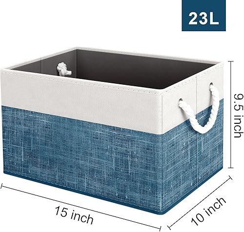 Vista 21 de Fab totes Contenedores de almacenamiento [paquete de 3], cestas de almacenamiento plegables para organizar juguetes, libros, estantes, armario, caja