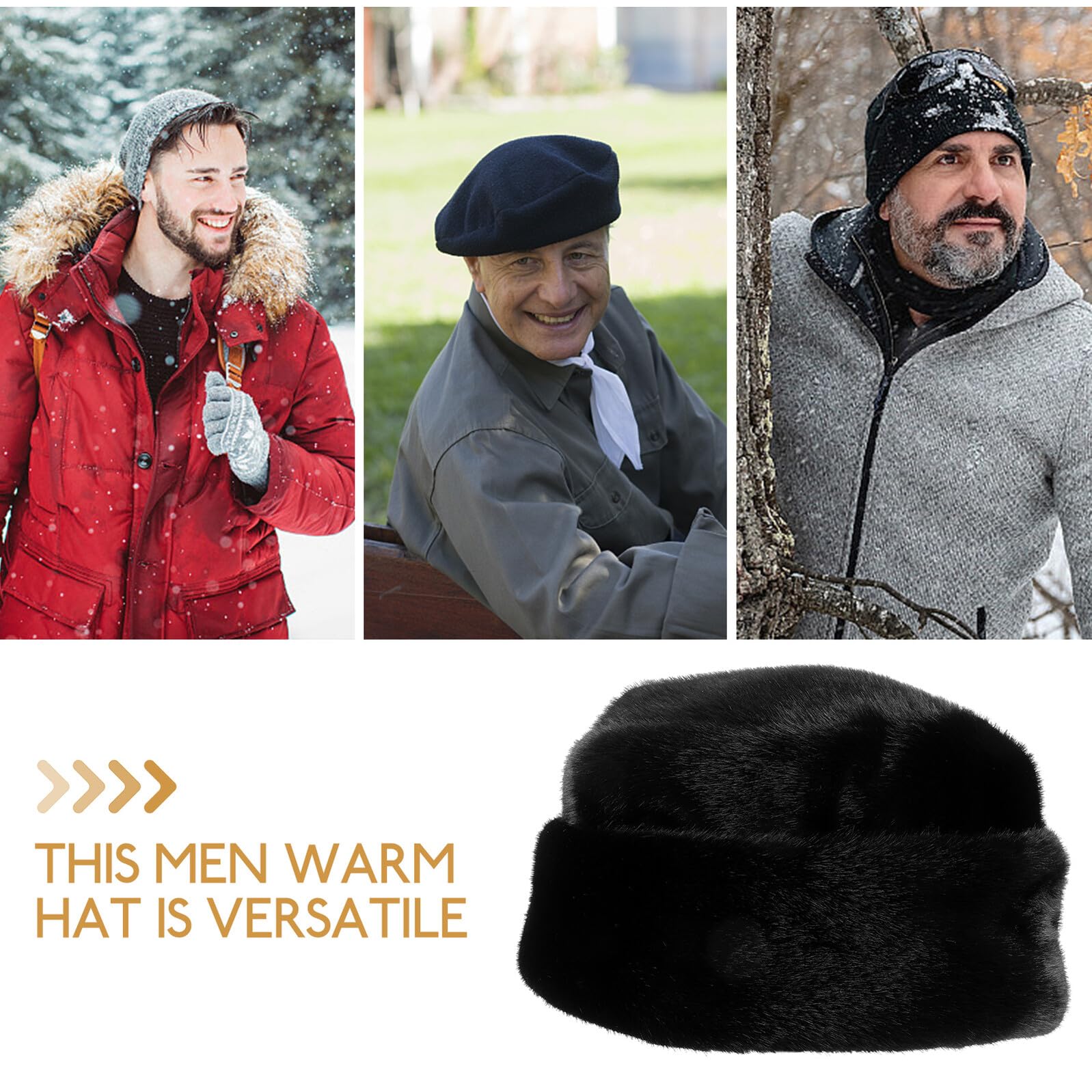 UPKOCH Gorro Ruso de Piel Sintética Negro M para Hombre, Invierno