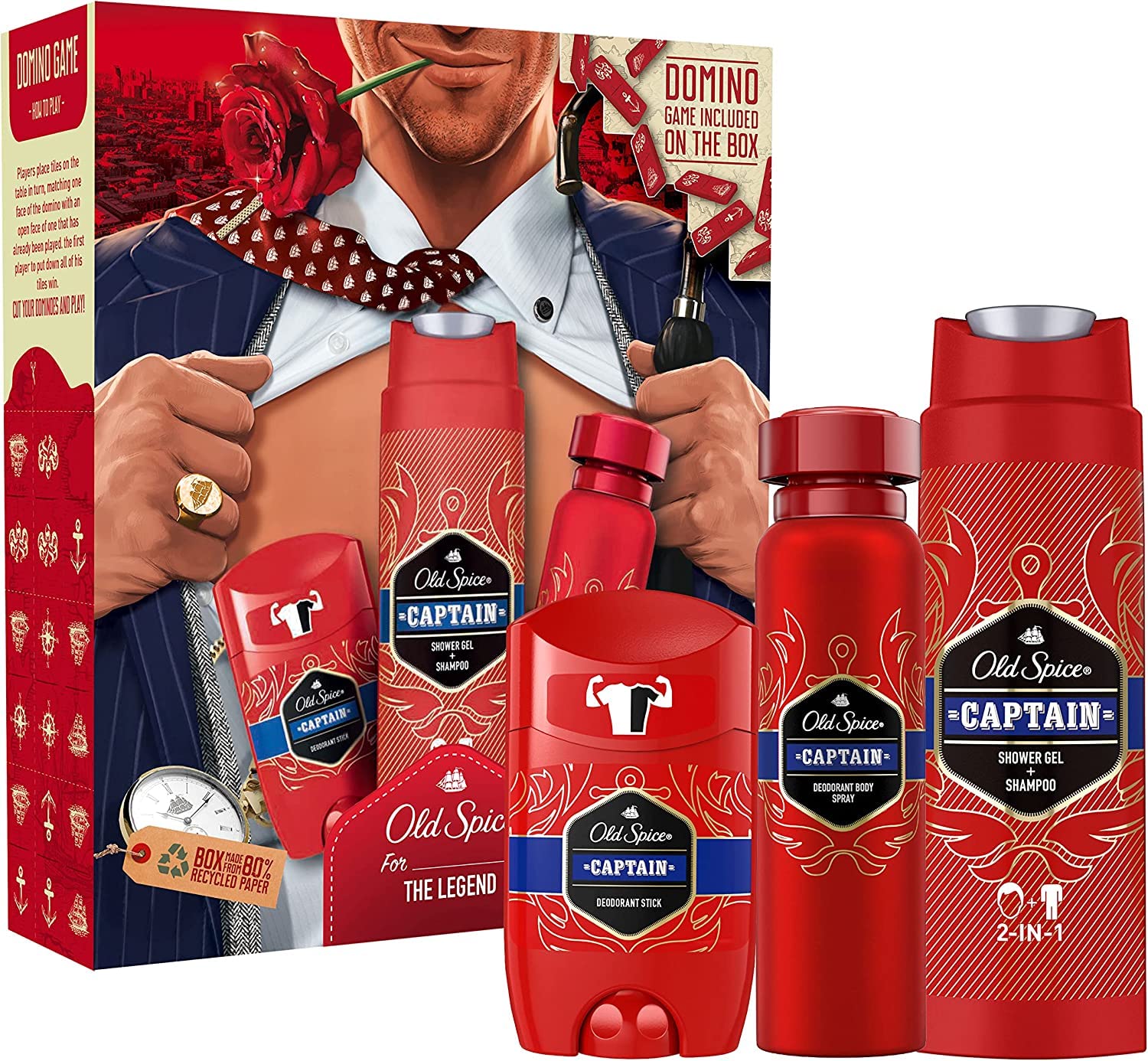 Old SpiceGentleman Gift Set For Men With Captain Deodorant Spray, Deodorant Stick And Shower Gel