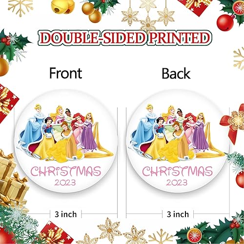 Miniatura 2 de Adornos de Navidad 2023, adornos de Navidad de princesa 2023, adornos de Navidad impresos de doble cara para bebés, regalos para niños fanáticos,