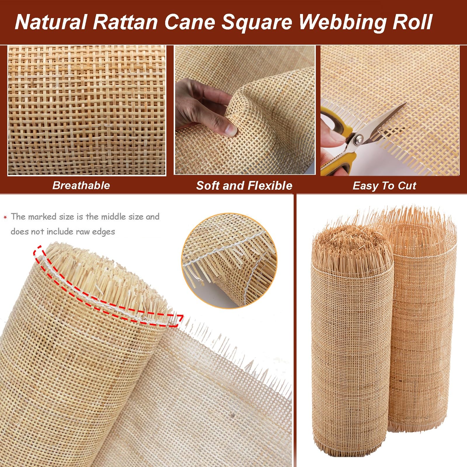35-100cm Larghezza Paglia di Vienna al Metro, Fettuccia Rattan Rotolo Naturale Fatto a Mano,1 Rotolo di Tessuto in Rattan Rete in Vimini per Riparazione di Sedie Armadio Mobili(35cmx3m)