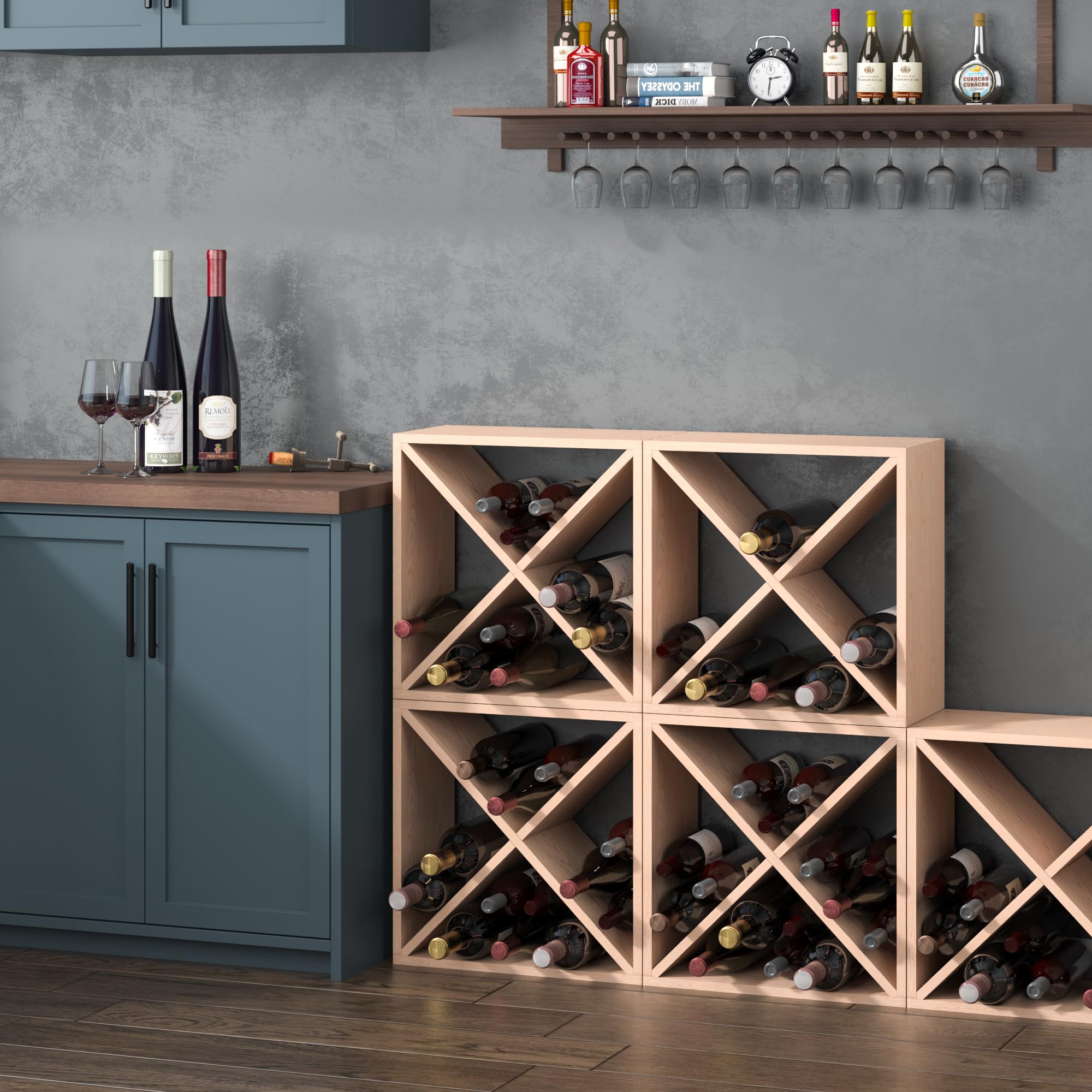 Snapklik.com : Stackable Wine Rack 48 Bottle Liquor Display Storage ...