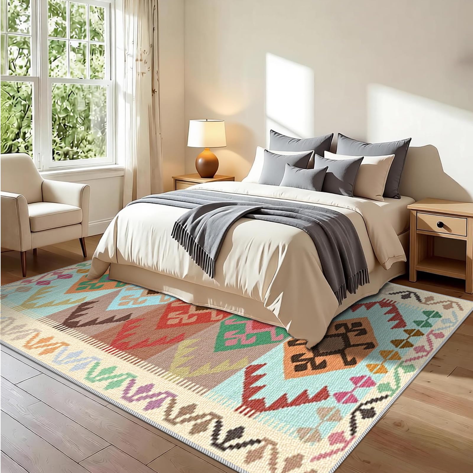 Dywany do salonu, duży dywan do sypialni, nadaje się do prania, 200 x 270 cm, antypoślizgowy dywan do jadalni, kuchni, wejścia, do wewnątrz, wycieraczka do salonu, pokoju dziecięcego, korytarza