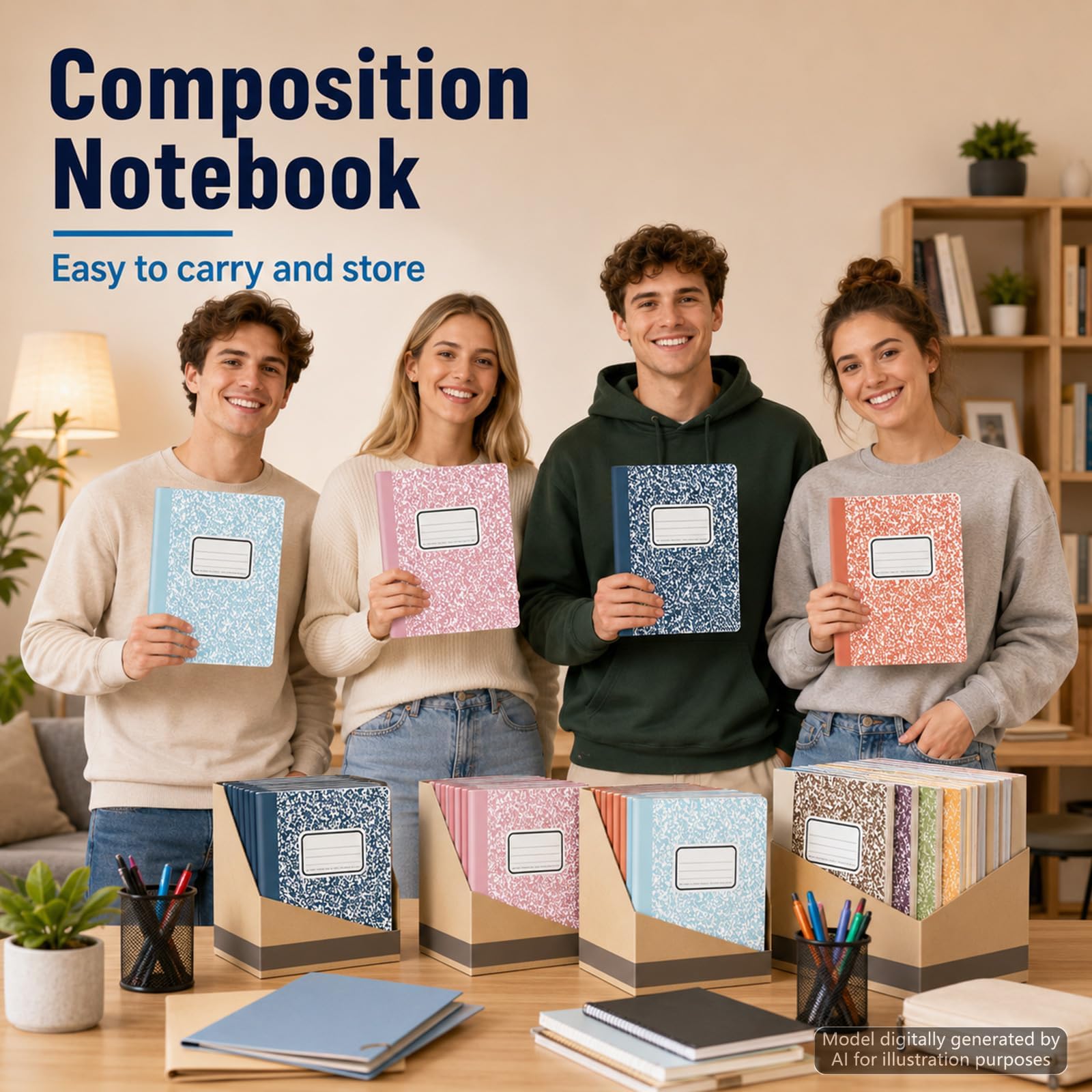 gisgfim 12 Pack Bulk Composition Notebook Wide Ruled, 12 Different Vibrant Colors, 96 Pages (48 Sheets), 9-3/4 x 7-1/2" Hard Cover Journal Notebooks for Studentsd,Classroom and Office(Groovy)