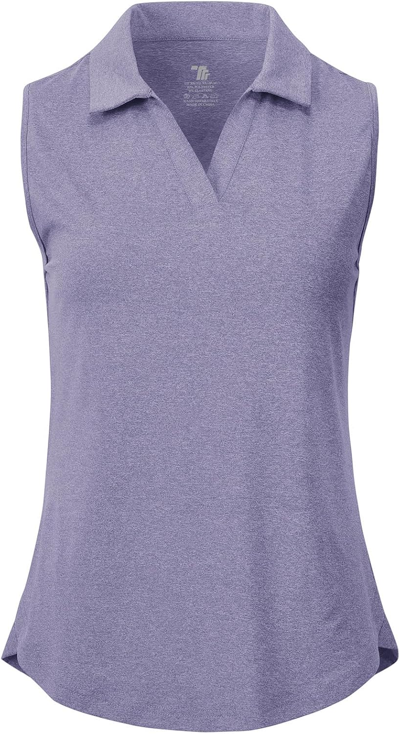 BGOWATU Women's Sleeveless Golf Polo Shirts Collared V Neck Tennis Tank Tops UPF 50+ Quick Dry Lightweight