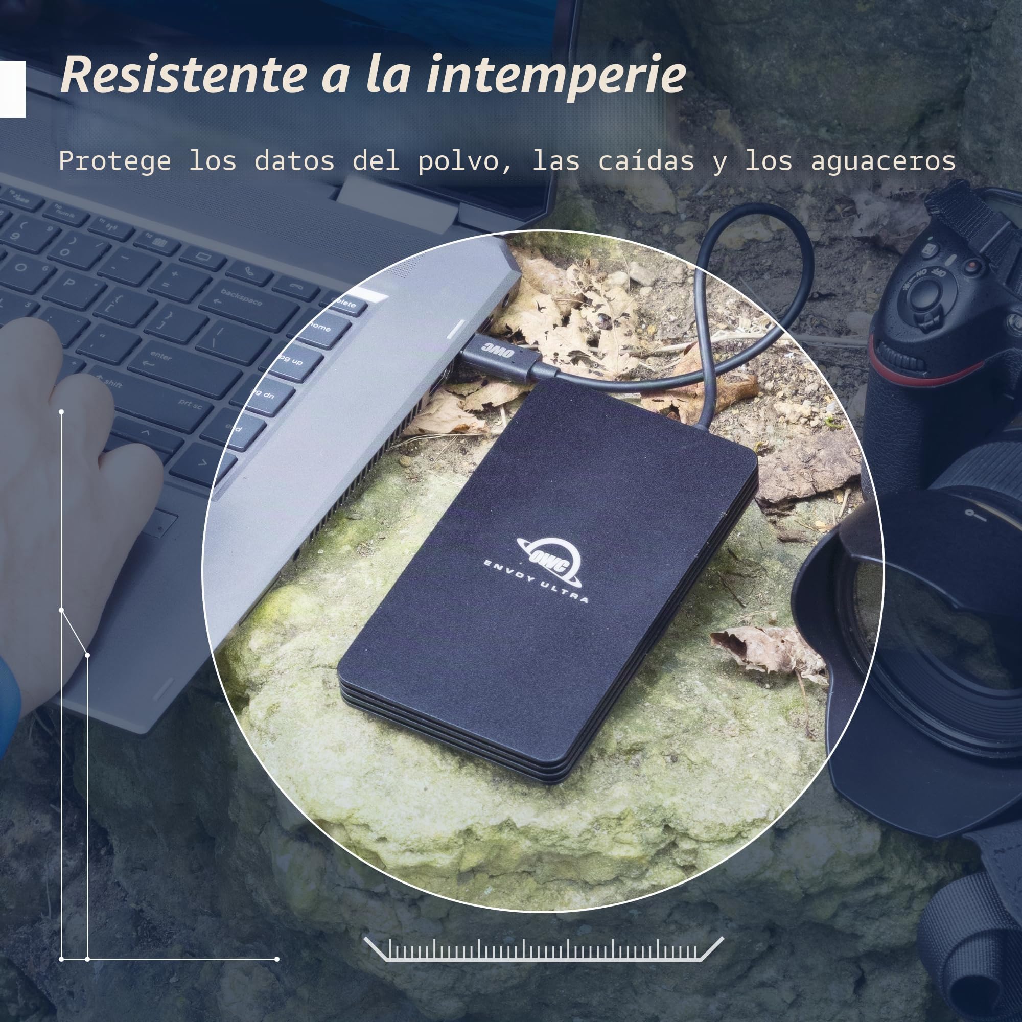 OWC Unidad Externa portátil Envoy Ultra Thunderbolt 5 de 2 TB, ultrarrápida con velocidades de Transferencia TB5 de más de 6000 MB/s, Compatible con TB3, TB4 y USB4, Funciona con Mac y PC