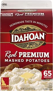 Idahoan Real Premium Instant Mashed Potatoes - Gluten-Free 100% Real Idaho Potatoes, 65 Servings Bulk 3.25lb Carton
