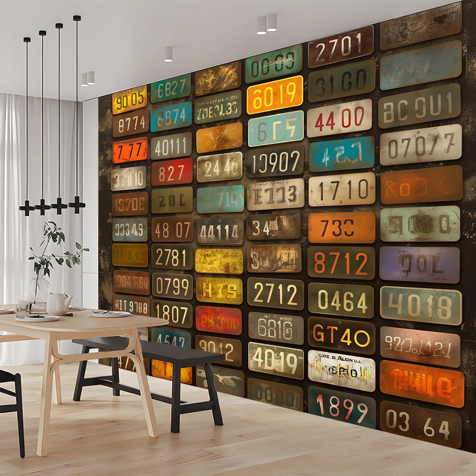 Panoramiqueretro tapeta metalowa miedź srebrna etykieta 200 x 140 cm (szer. x wys.), nowoczesna tapeta z włókniny do sypialni salonu biura spersonalizowana dekoracja ścienna restauracja pokój