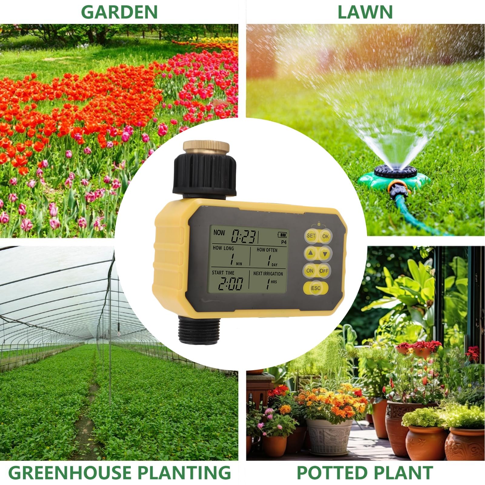 Sistema di irrigazione automatico intelligente regolabile con timer per irrigazione solare per tubo da giardino, balcone, tetto 2000 mAh batteria