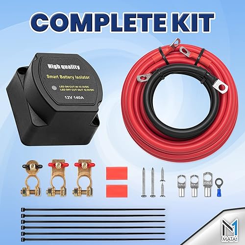 Miniatura 8 de Kit de aislamiento de batería dual 12V 140Amp IP-67 clasificación impermeable VSR (relé sensible al voltaje) cargador de coche inteligente para